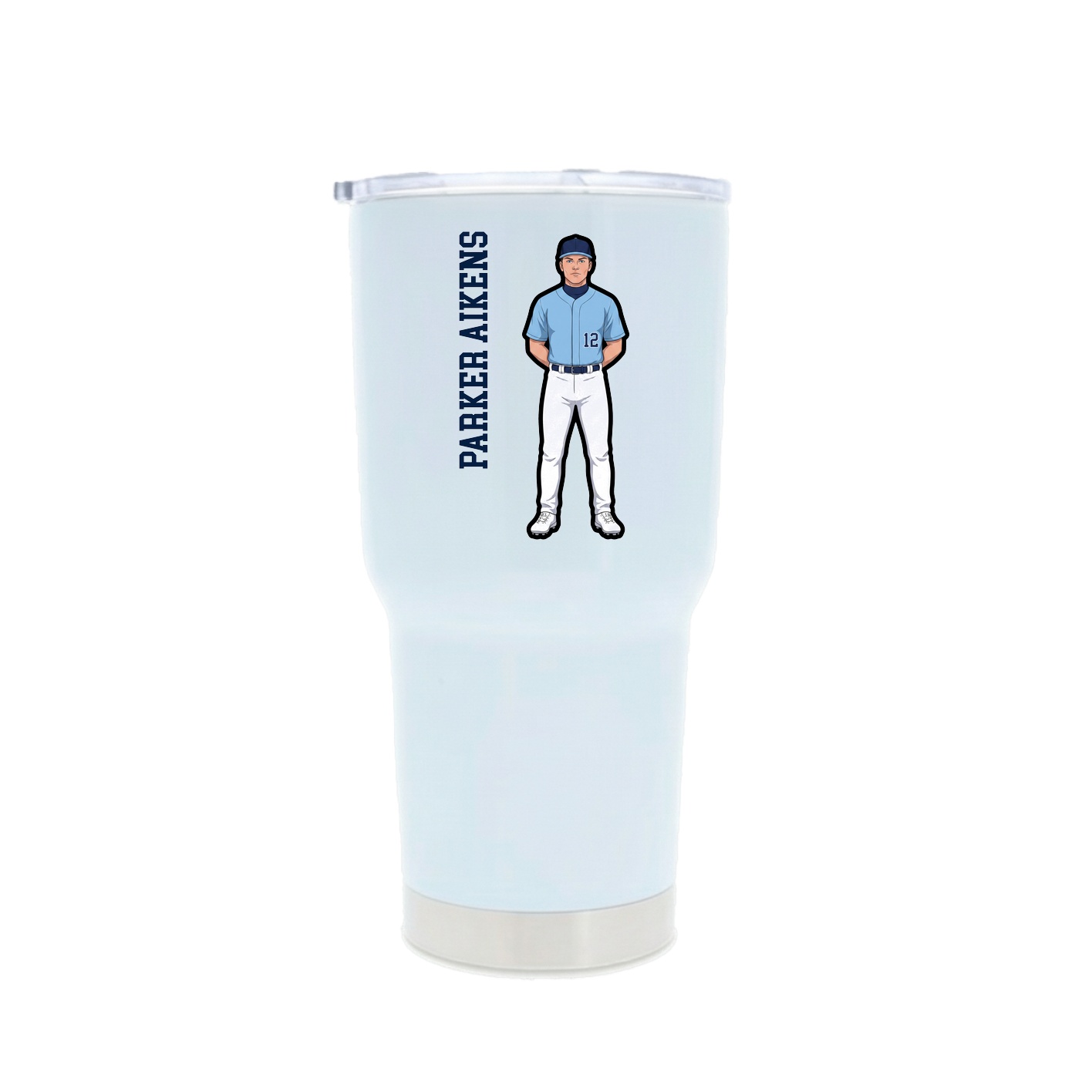 30oz Stainless Steel Tumbler — Name Vertical in White