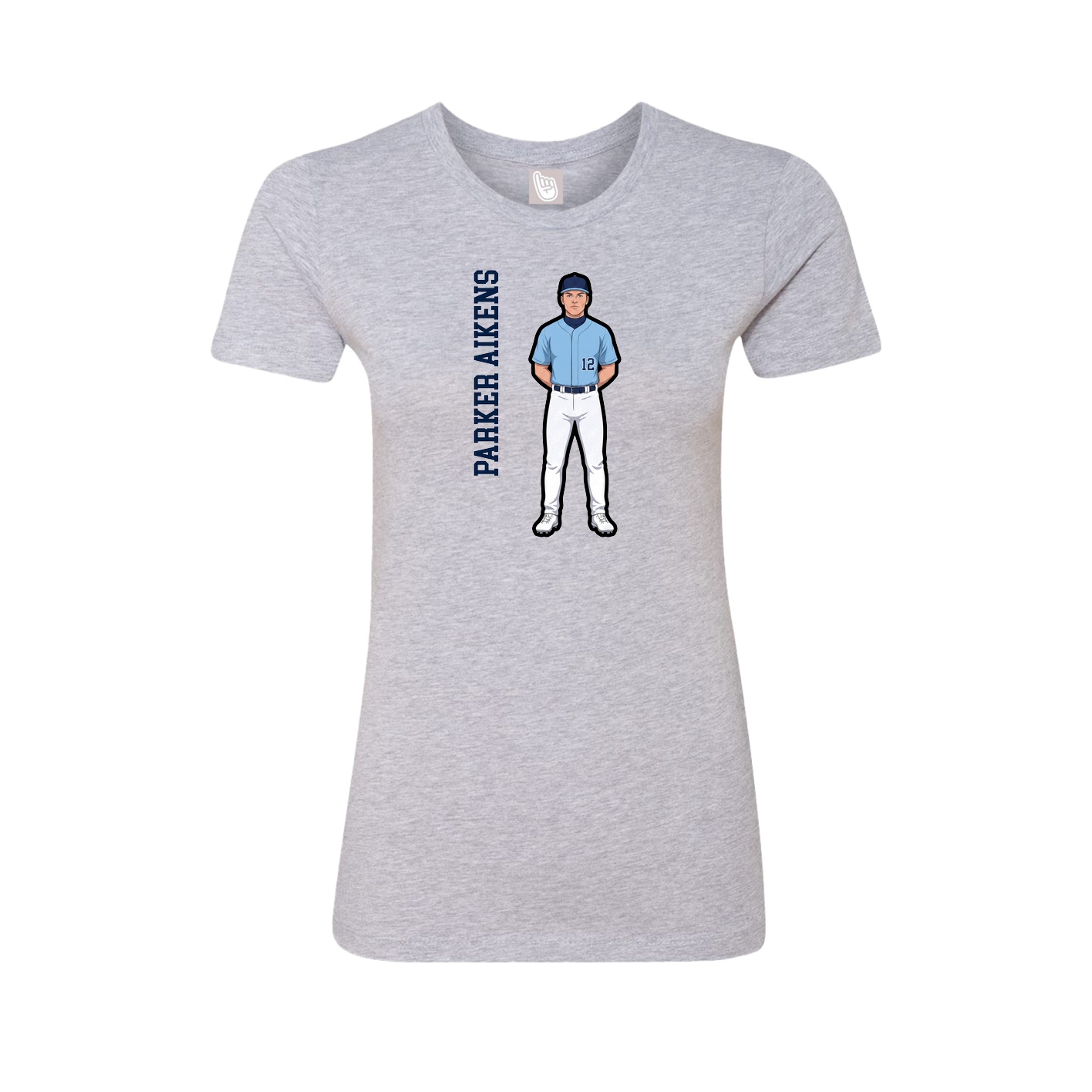 Fitted Women's Tee — Name Vertical in Grey