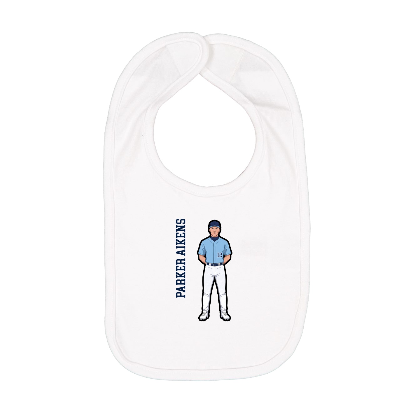 Infant Bib — Name Vertical in White