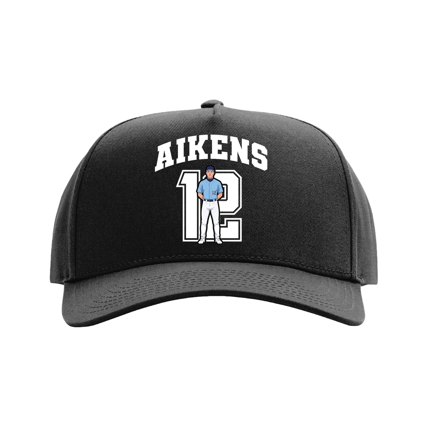 Full Fabric Five-Panel Champ Cap — Number in Black