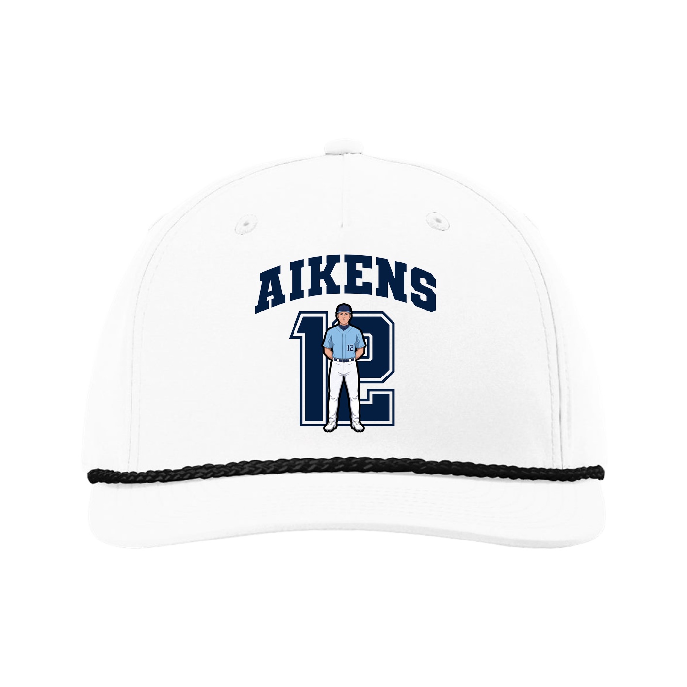 Five-Panel Classic Rope Cap — Number in White