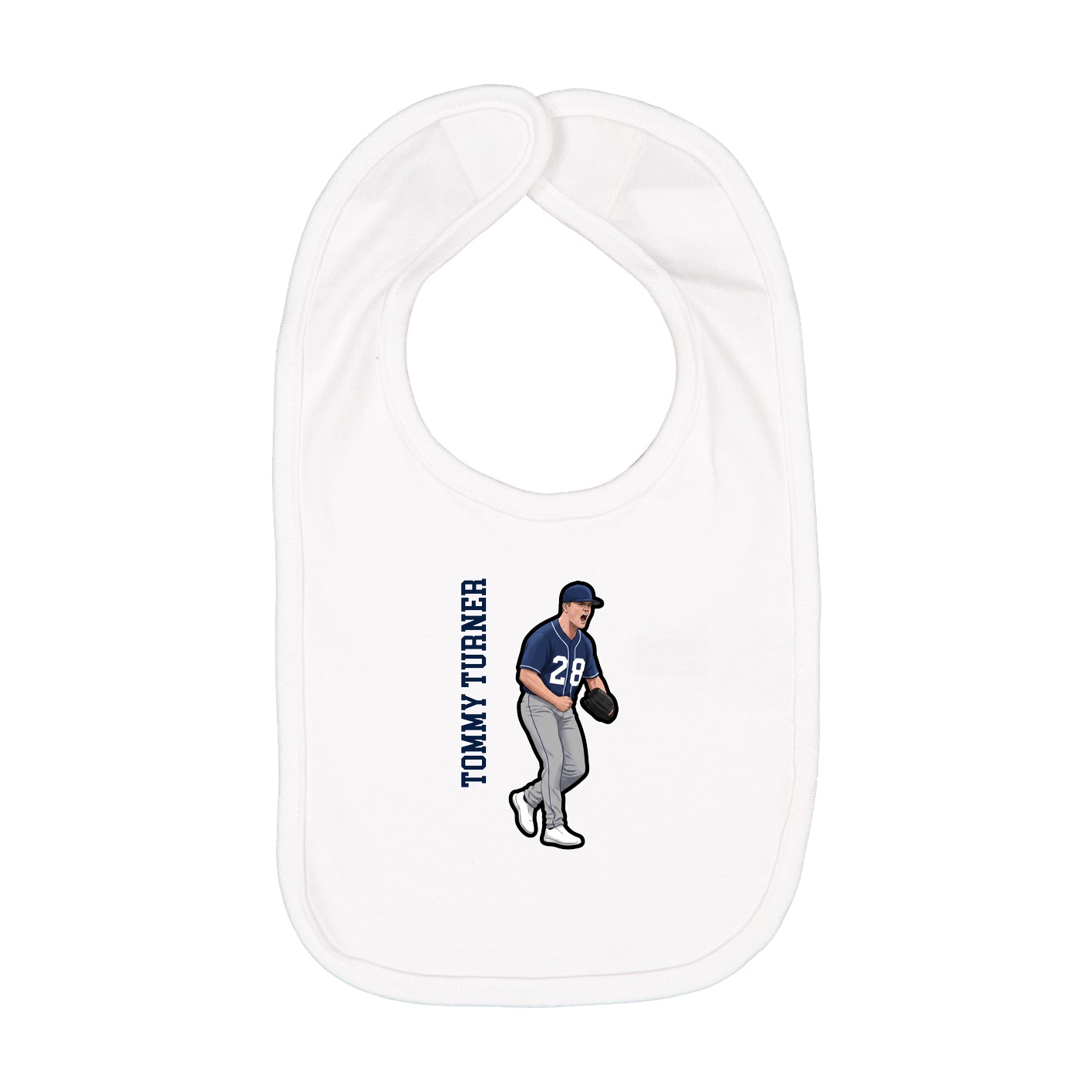 Infant Bib — Name Vertical in White