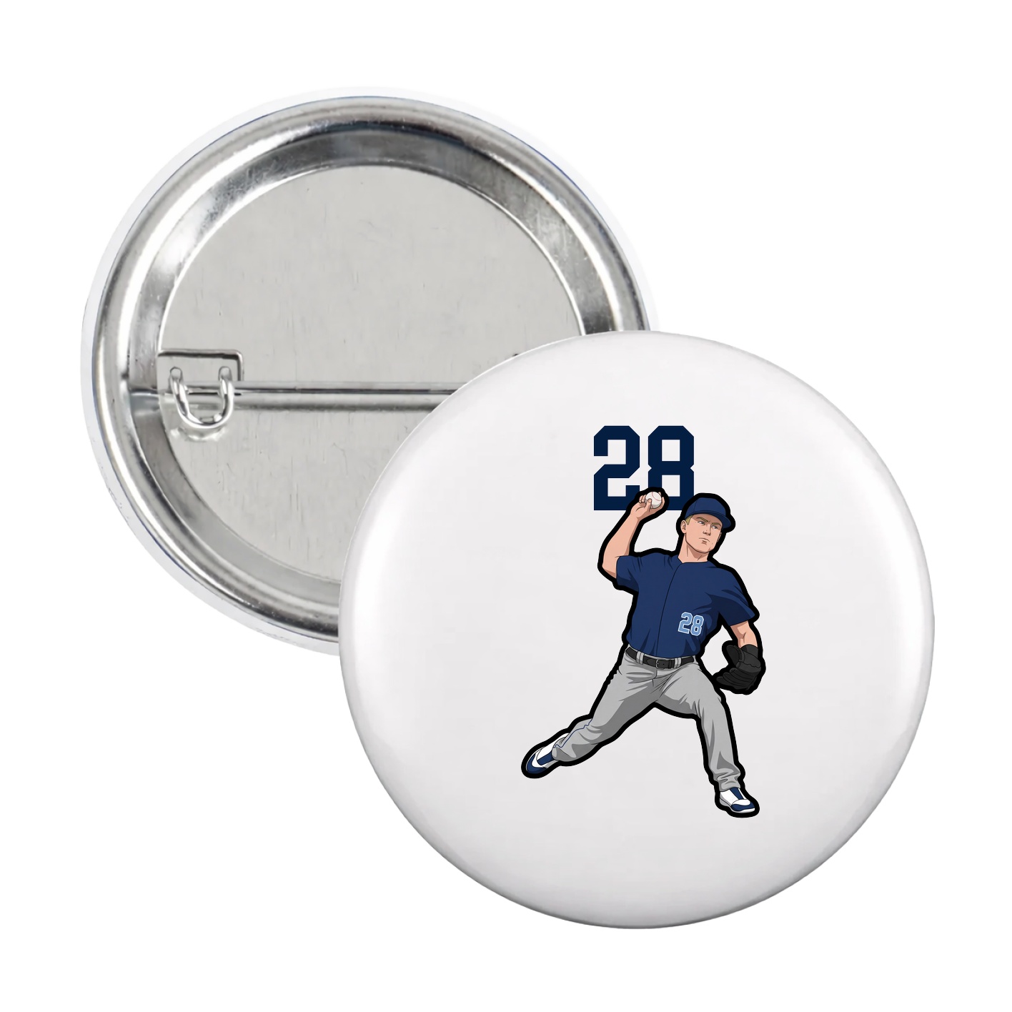 Game Day Button — Number Top in White