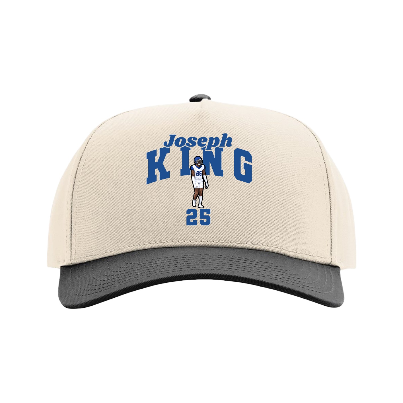 Full Fabric Five-Panel Champ Cap — Signature Arch in Cream/Black