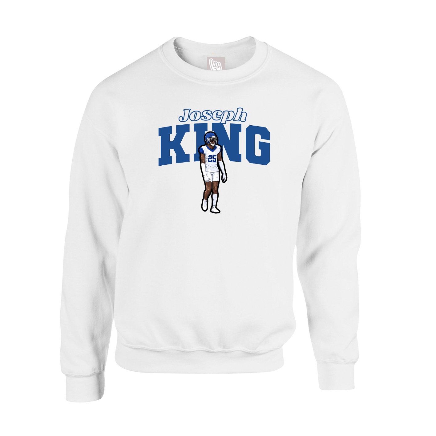 Fleece Crew — Name Arch in White