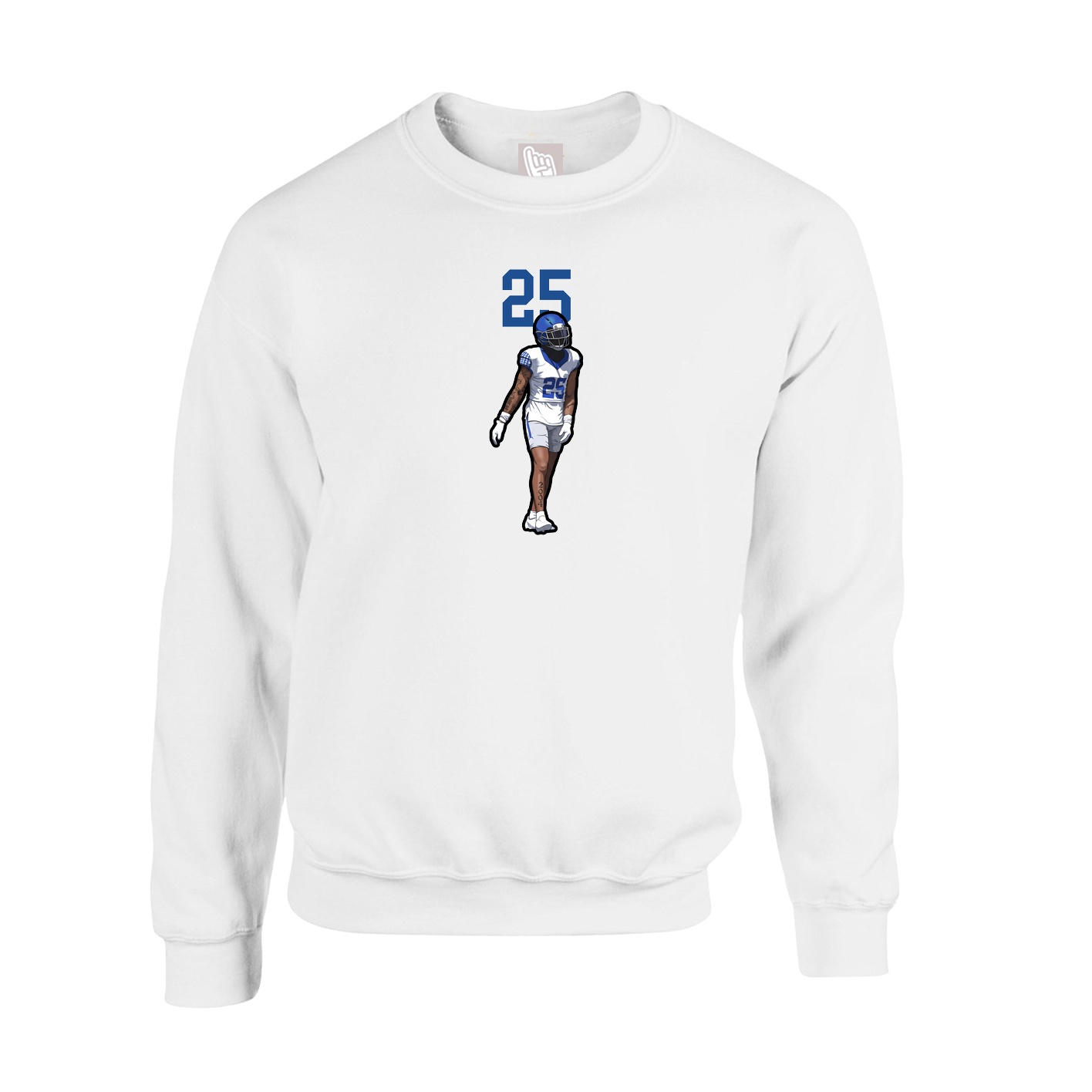 Fleece Crew — Number Top in White