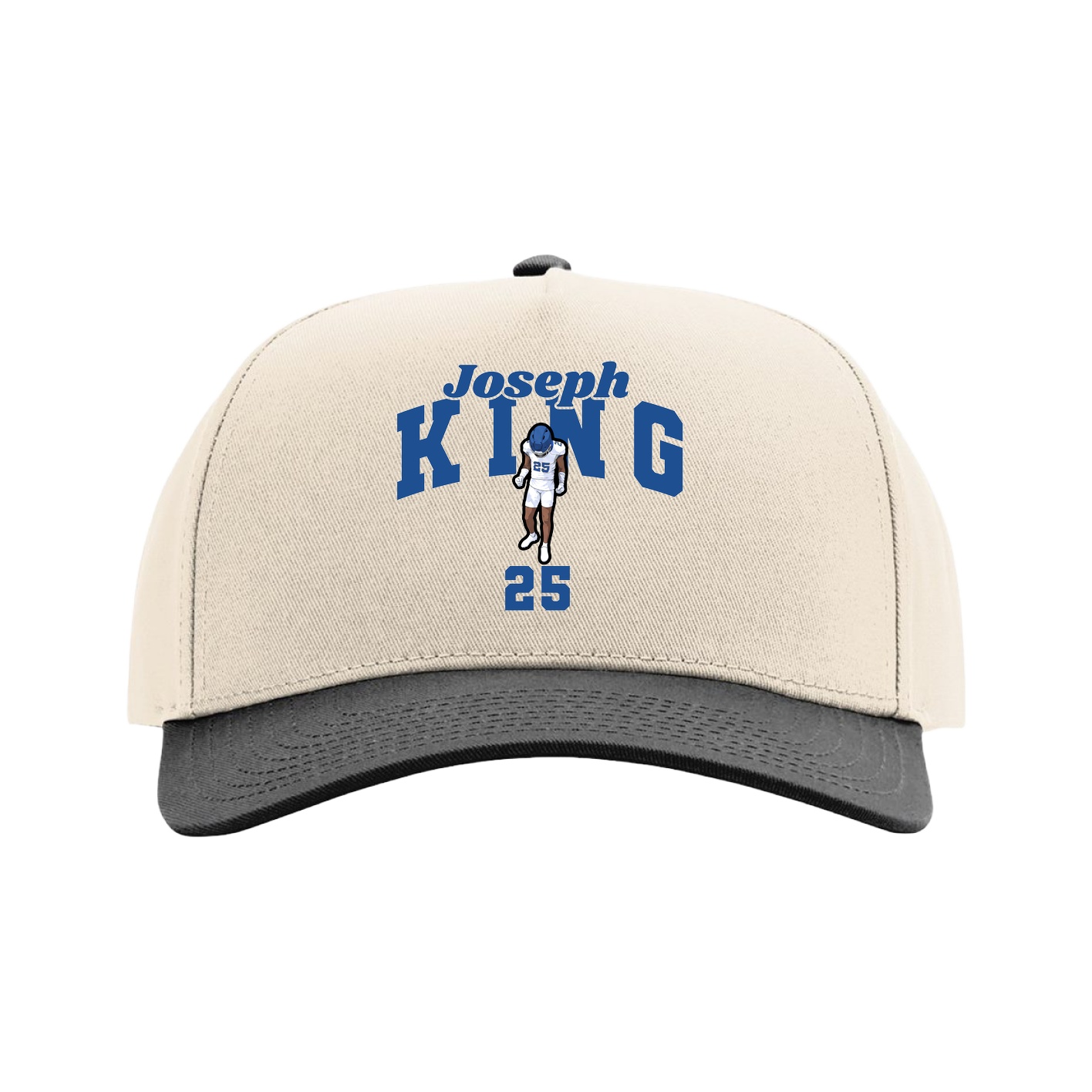 Full Fabric Five-Panel Champ Cap — Signature Arch in Cream/Black