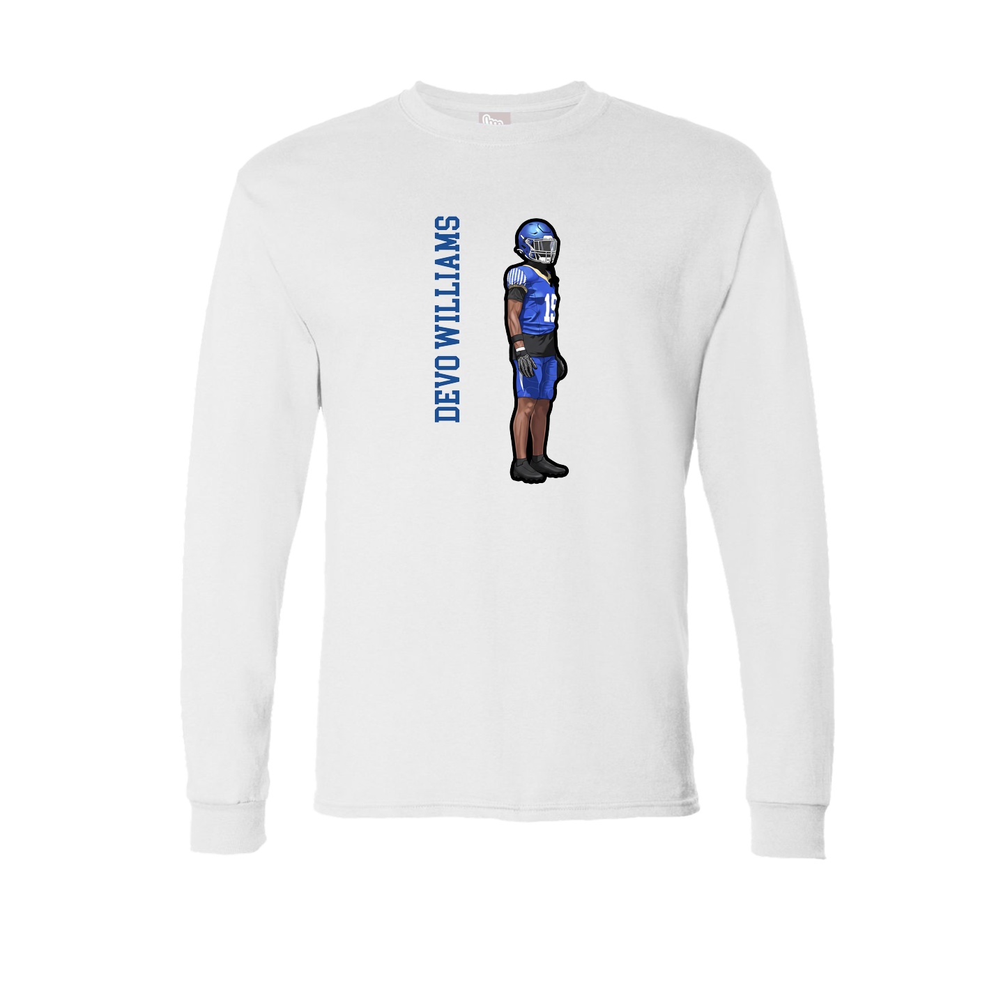 Long Sleeve Tee — Name Vertical in White