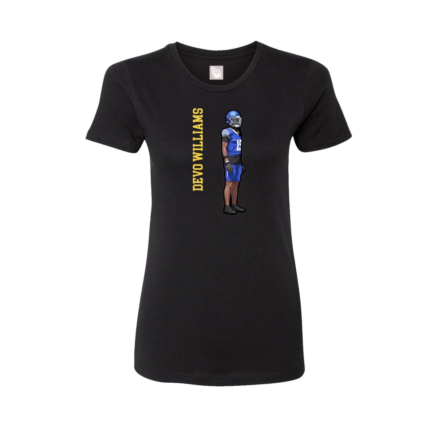 Womens Tee — Name Vertical in Black