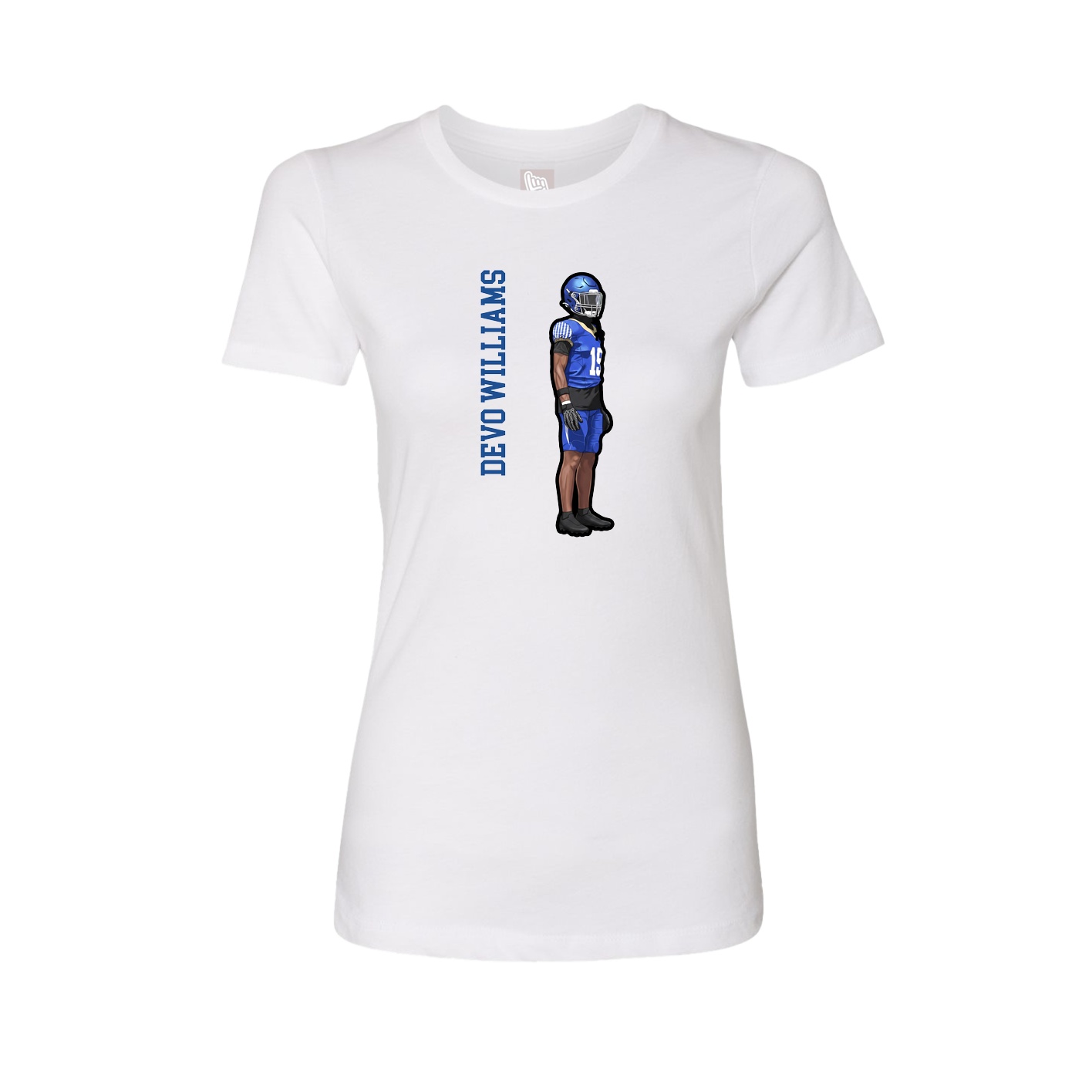 Womens Tee — Name Vertical in White