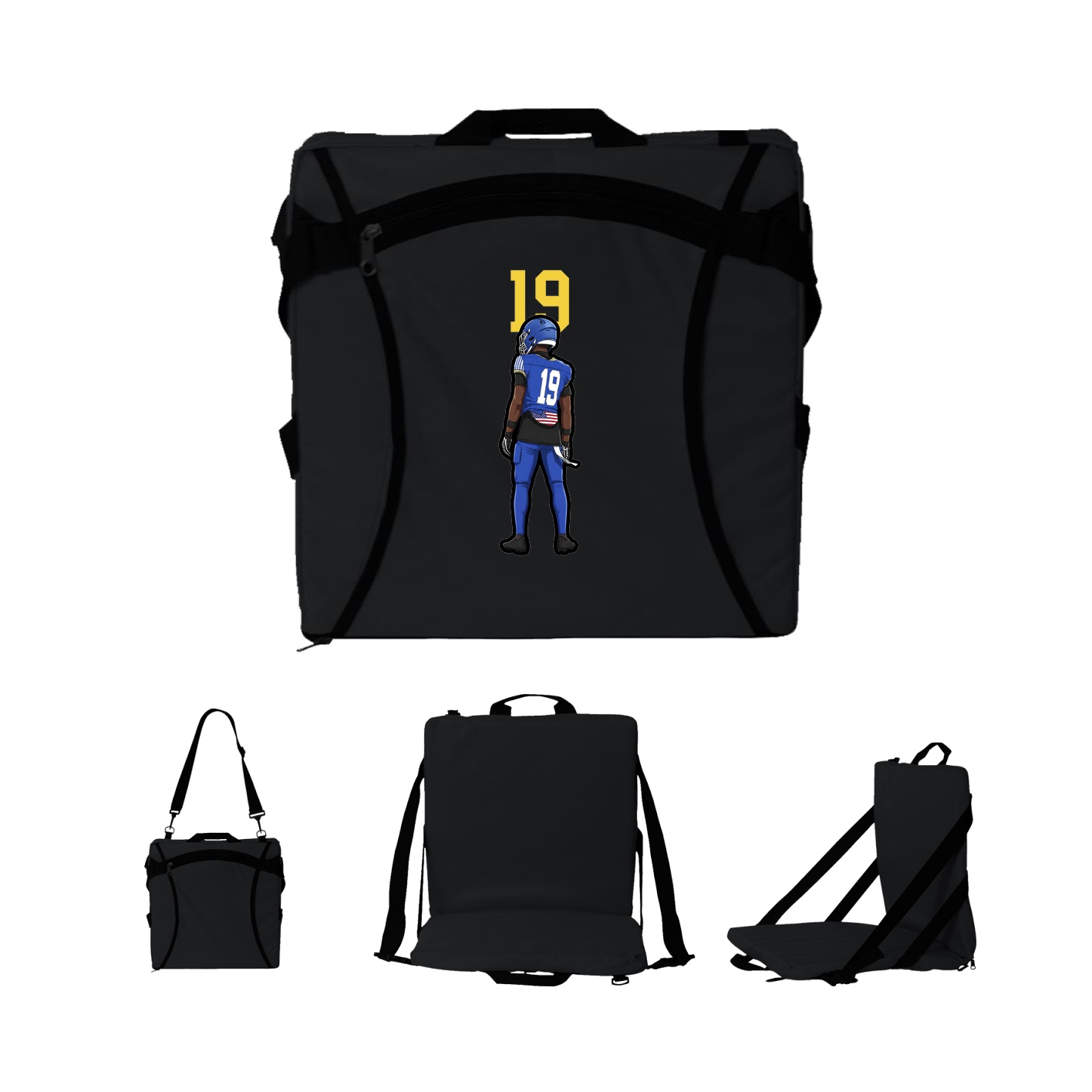 Folding Stadium Seat — Number Top in Black