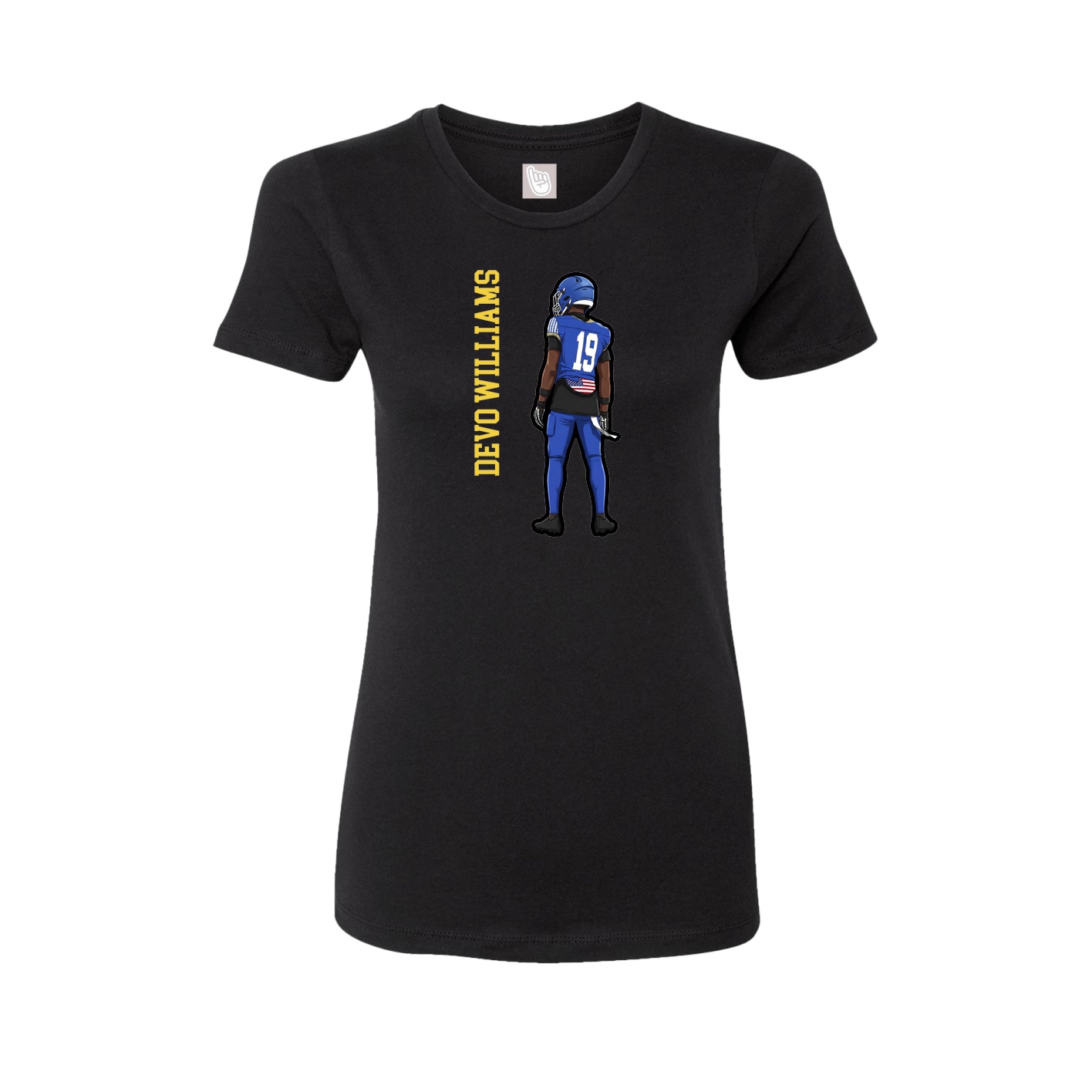 Womens Tee — Name Vertical in Black