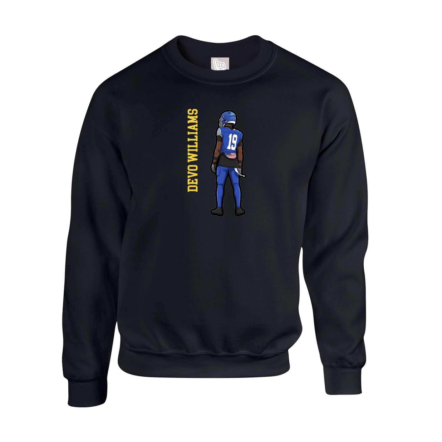 Fleece Crew — Name Vertical in Black