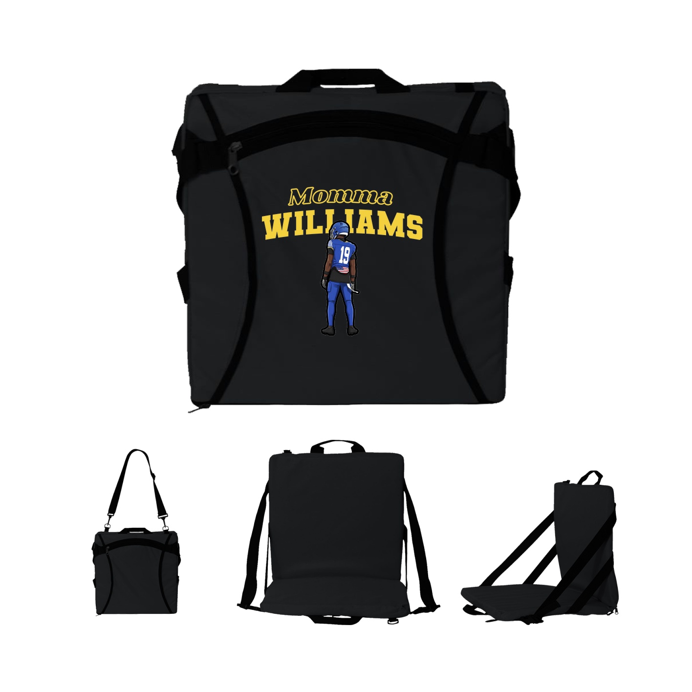 Folding Stadium Seat — Mothers Day Block in Black