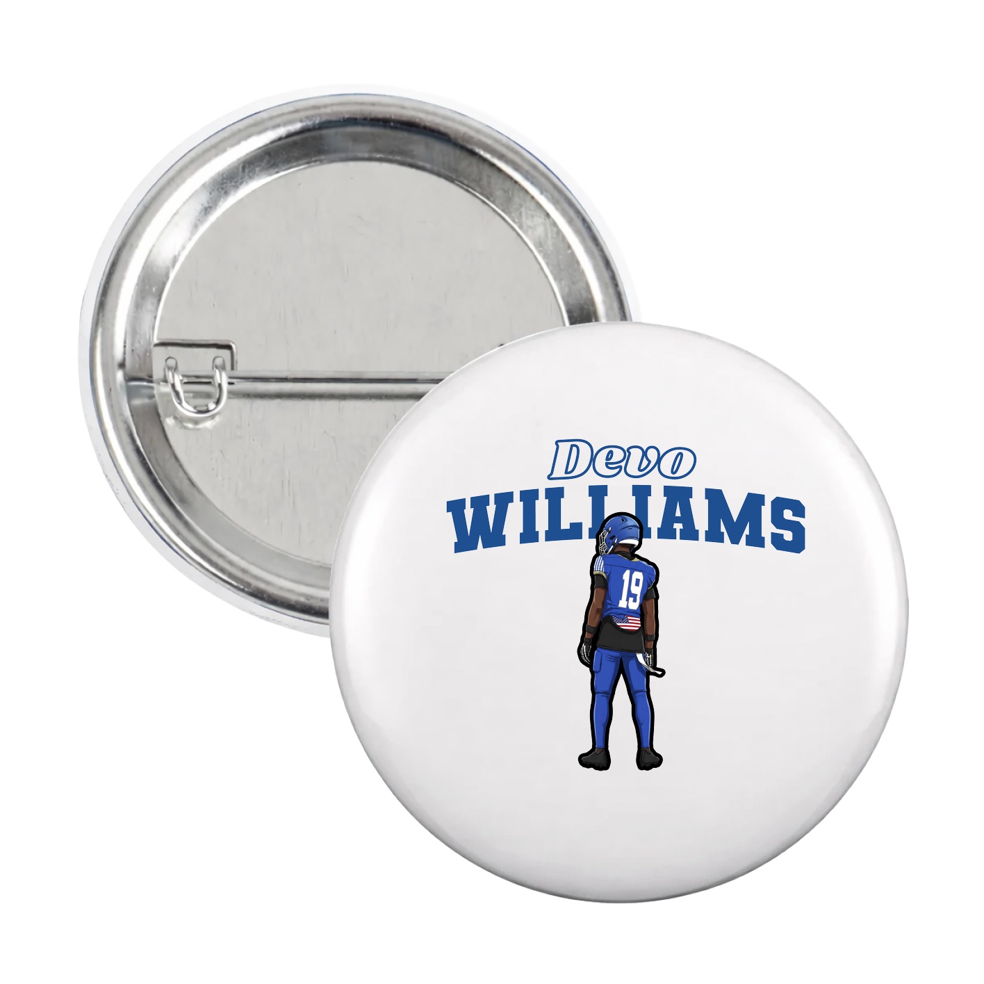 Game Day Button — Name Arch in White