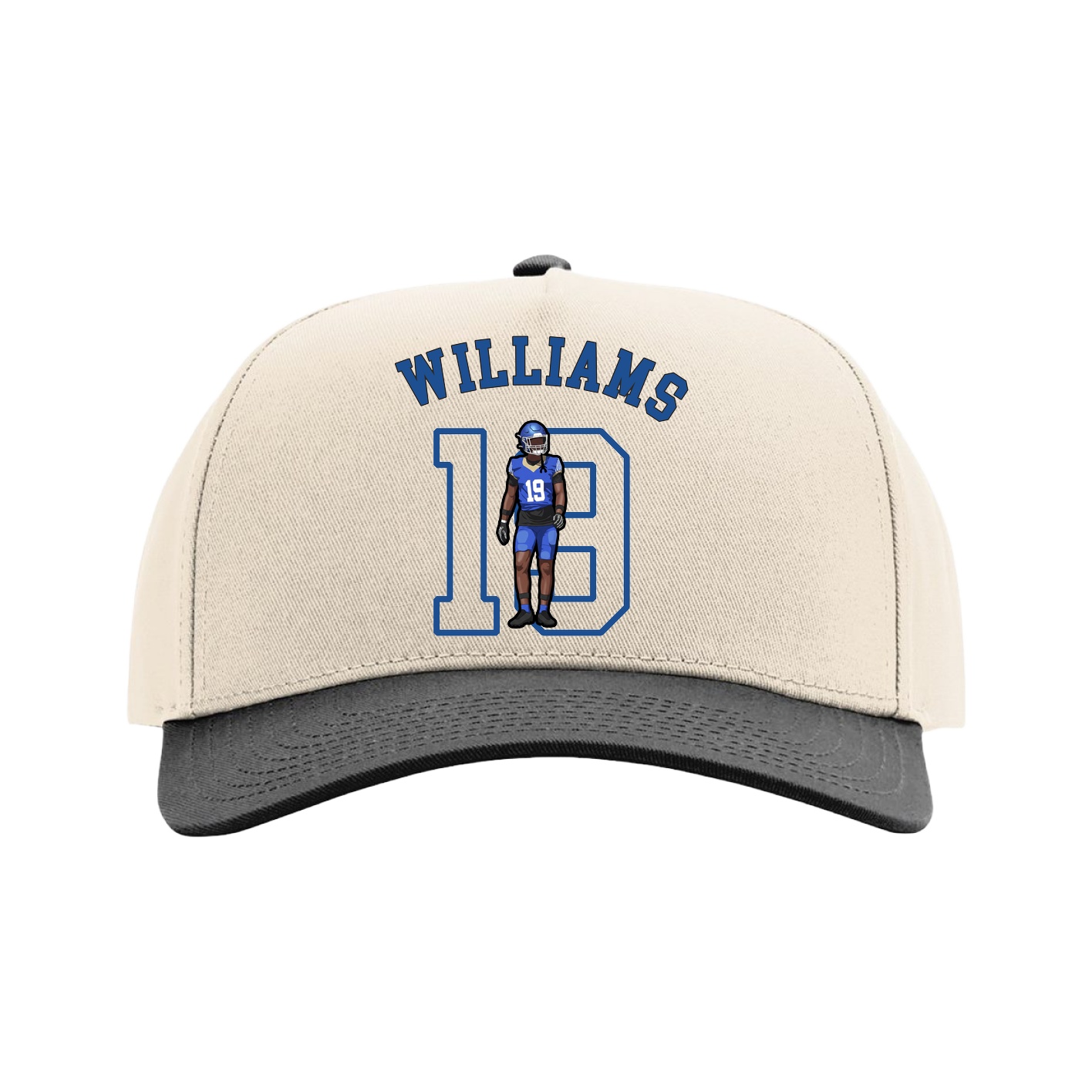 Full Fabric Five-Panel Champ Cap — Shirsey Arch in Cream/Black