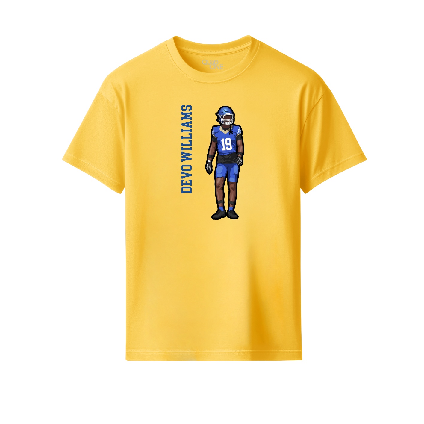 Youth Tee — Name Vertical in Yellow