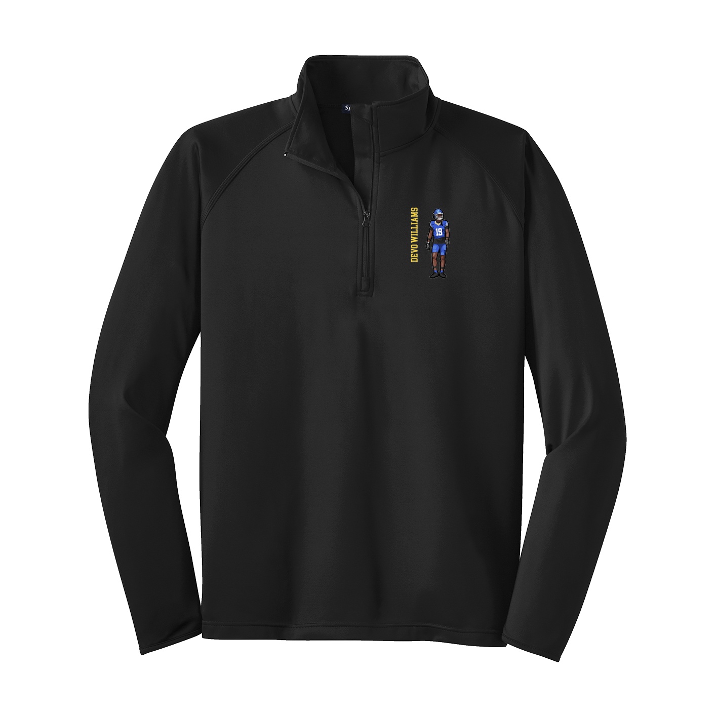 Q-Zip Pullover — Name Vertical in Black