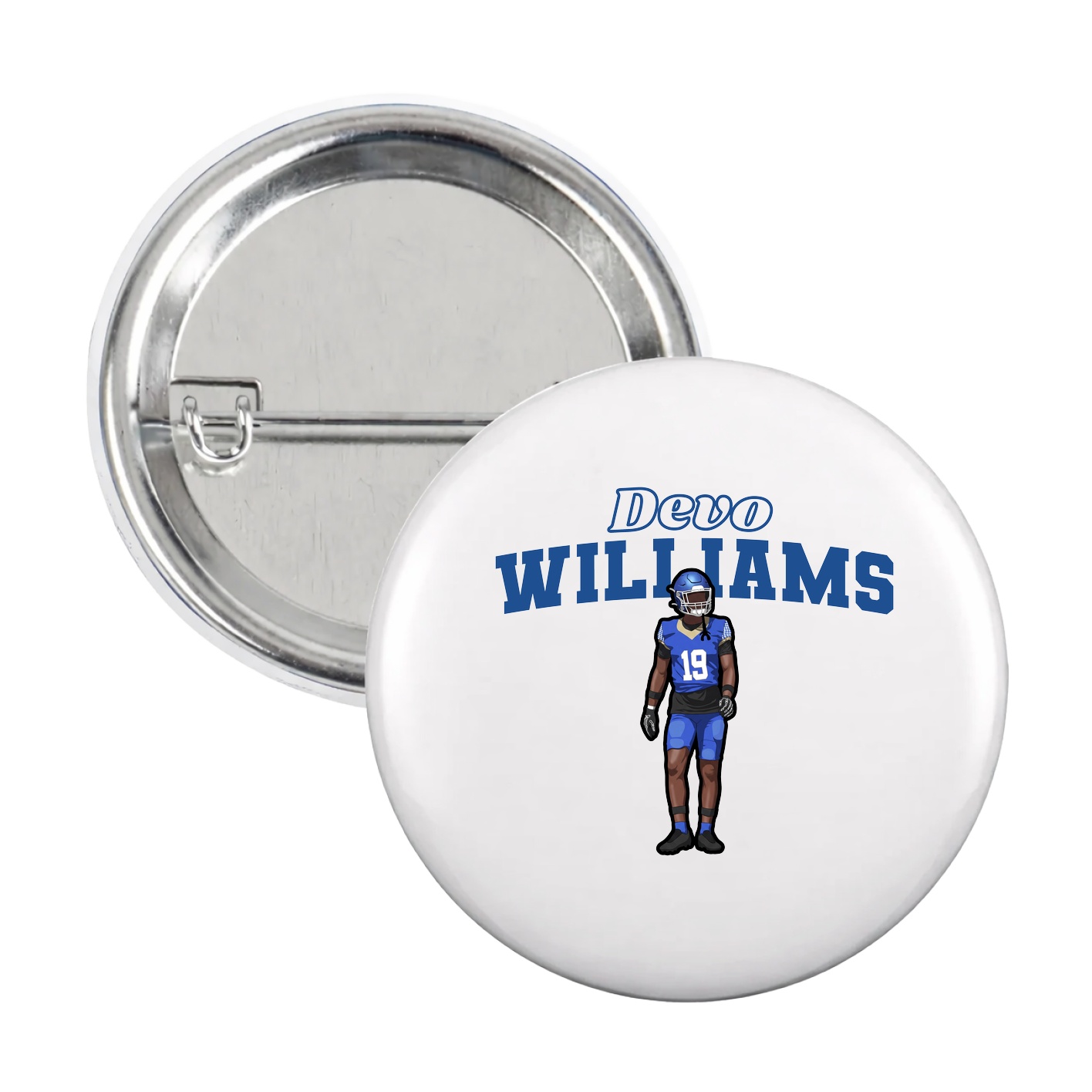 Game Day Button — Name Arch in White