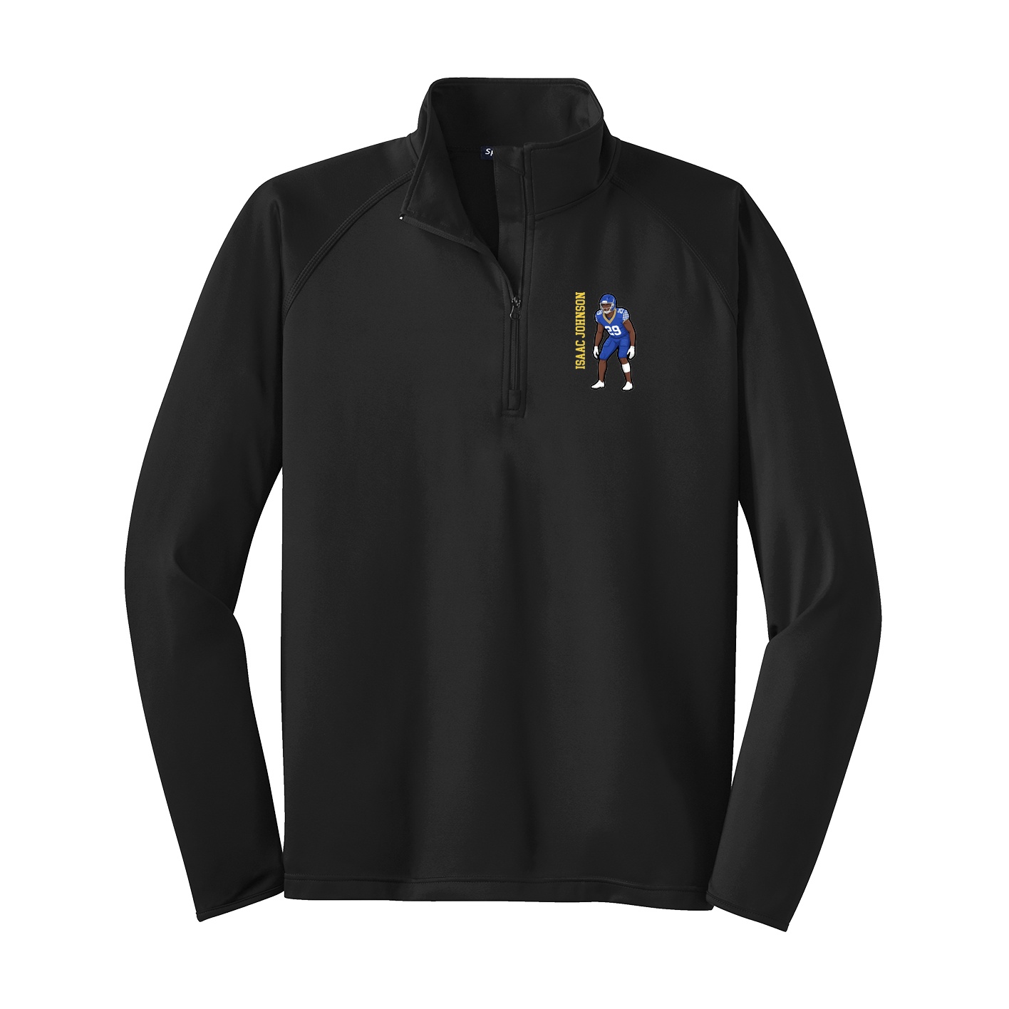 Q-Zip Pullover — Name Vertical in Black