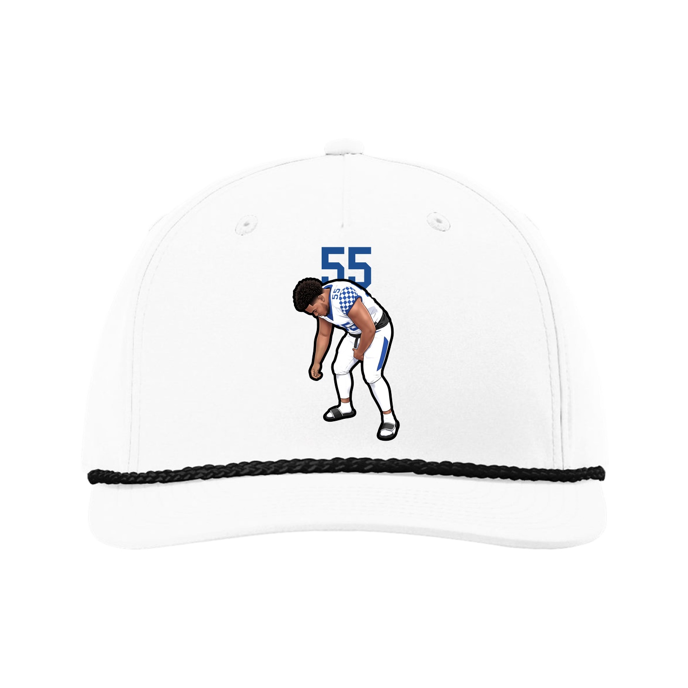 Five-Panel Classic Rope Cap — Number Top in White