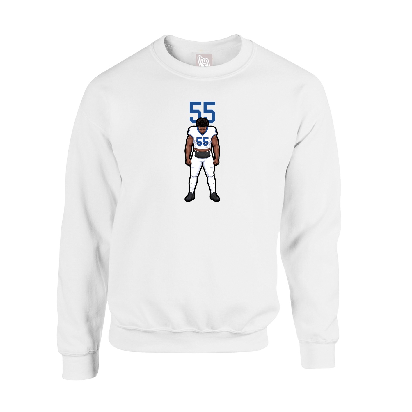 Fleece Crew — Number Top in White