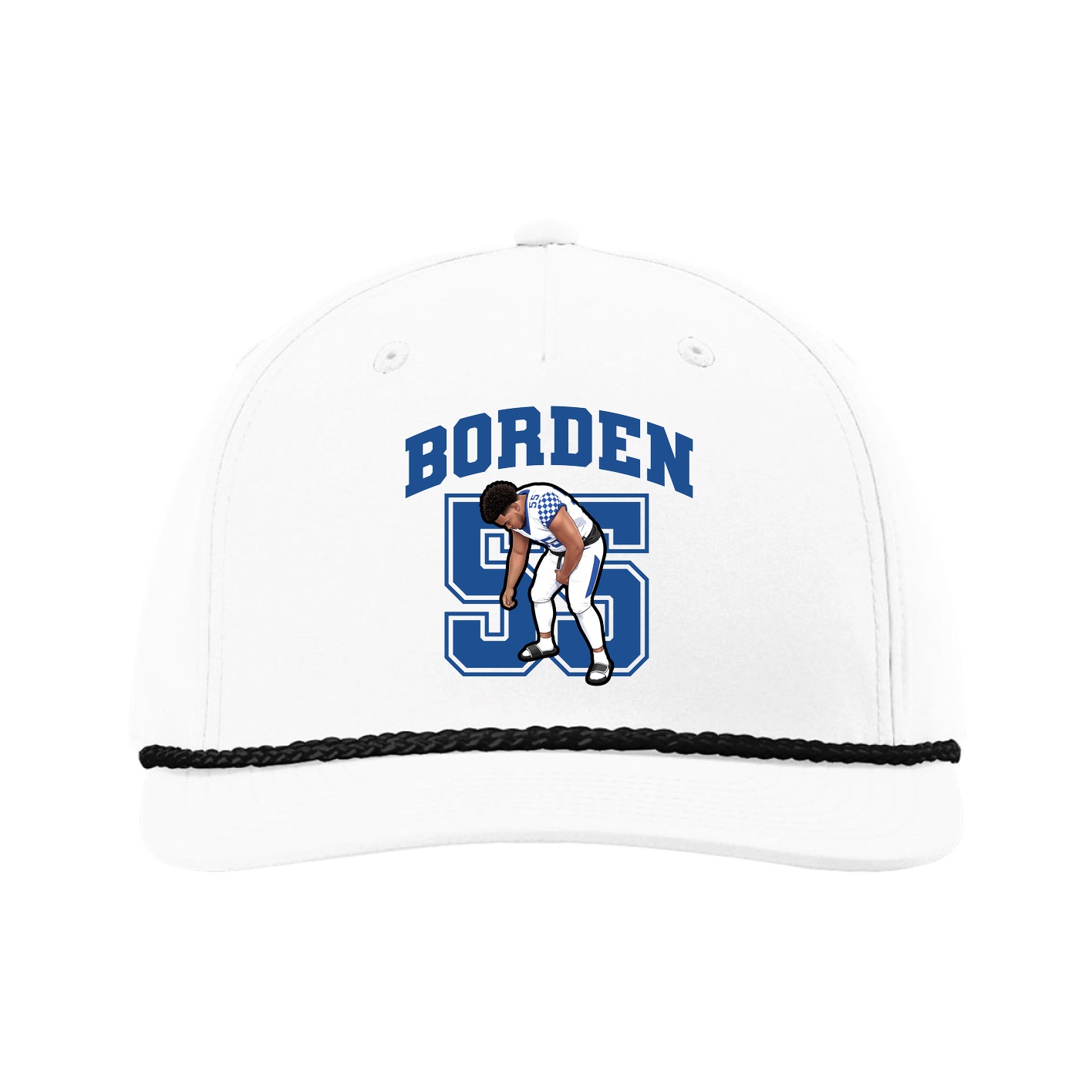 Five-Panel Classic Rope Cap — Number in White