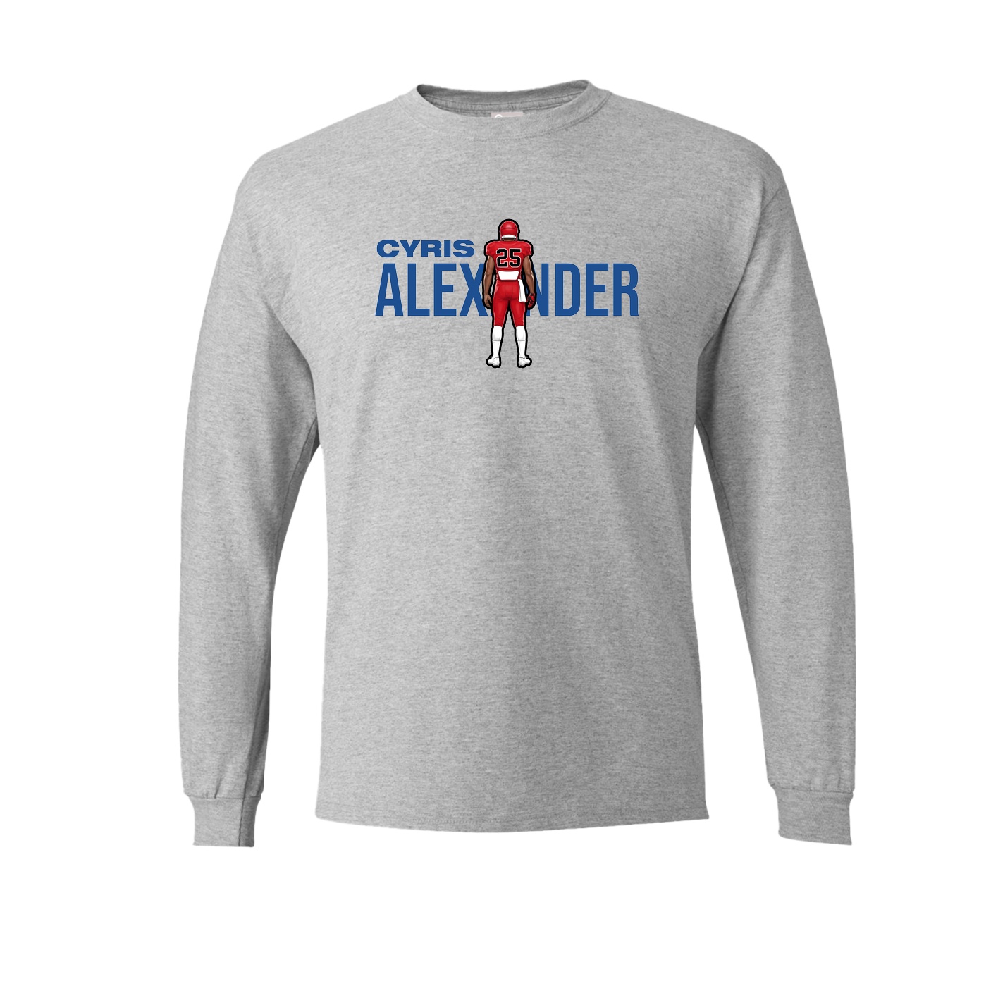 Long Sleeve Tee — Player Name in Grey