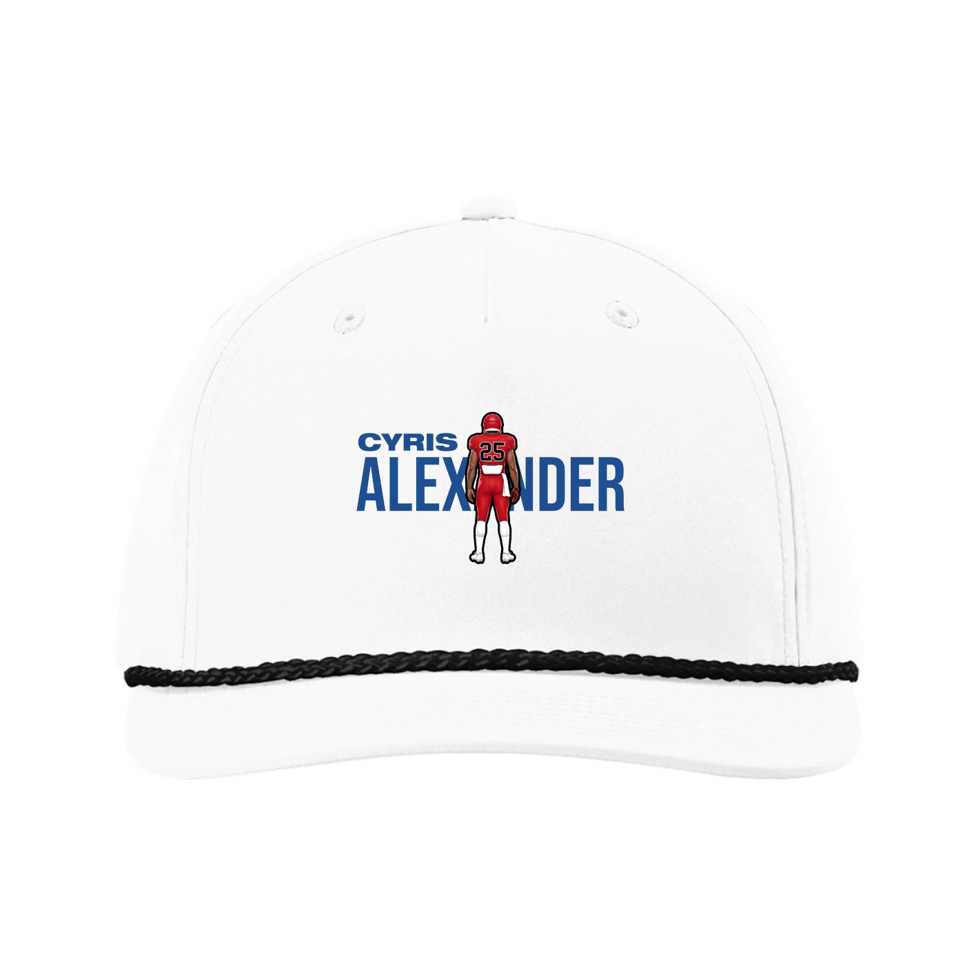 Five-Panel Classic Rope Cap — Player Name in White