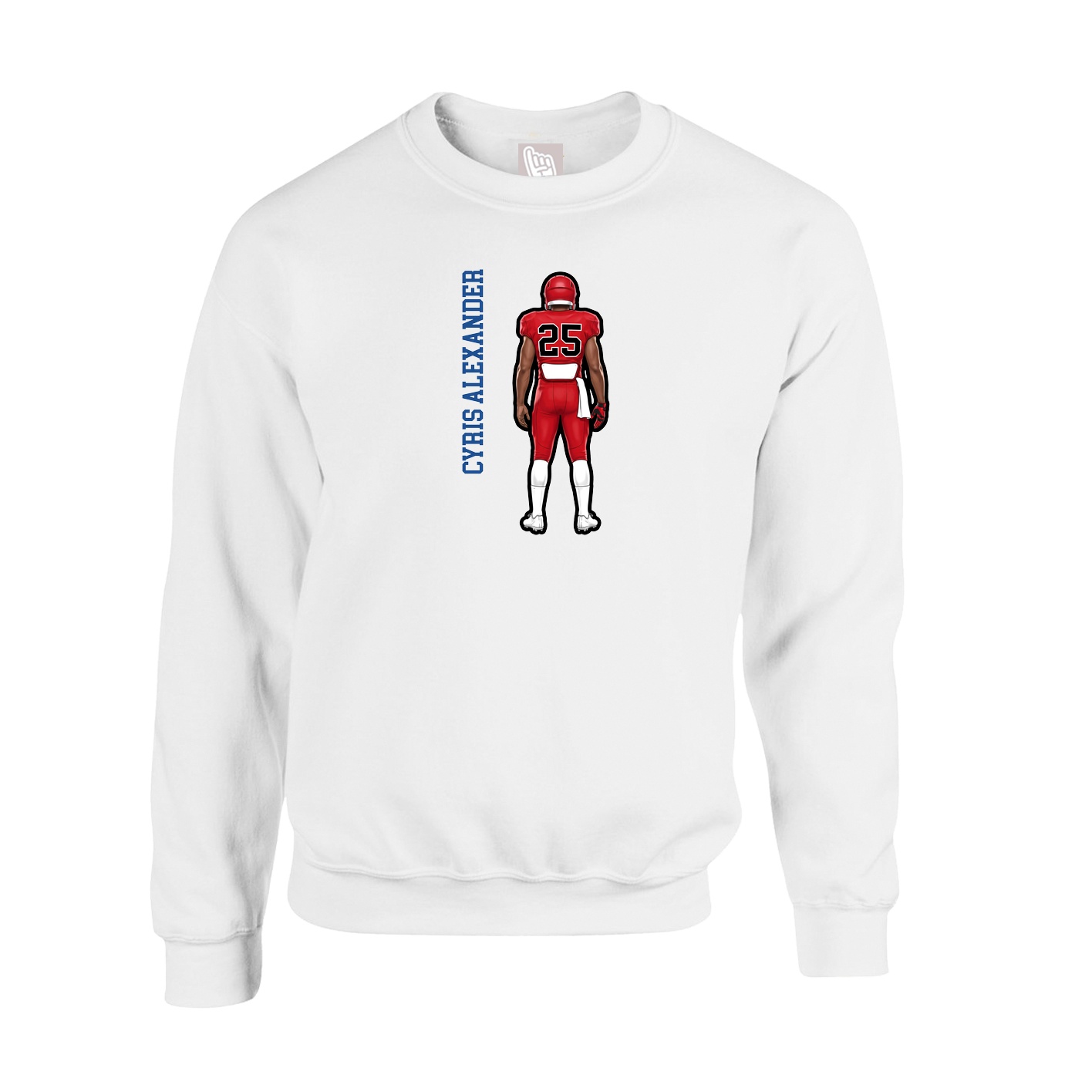 Fleece Crew — Name Vertical in White