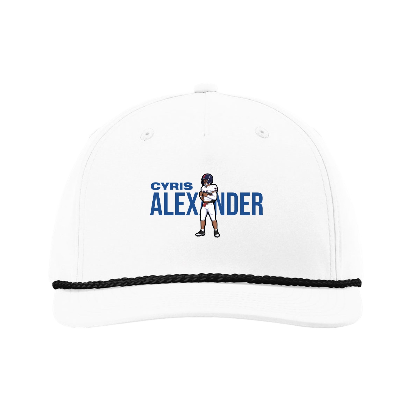 Five-Panel Classic Rope Cap — Player Name in White