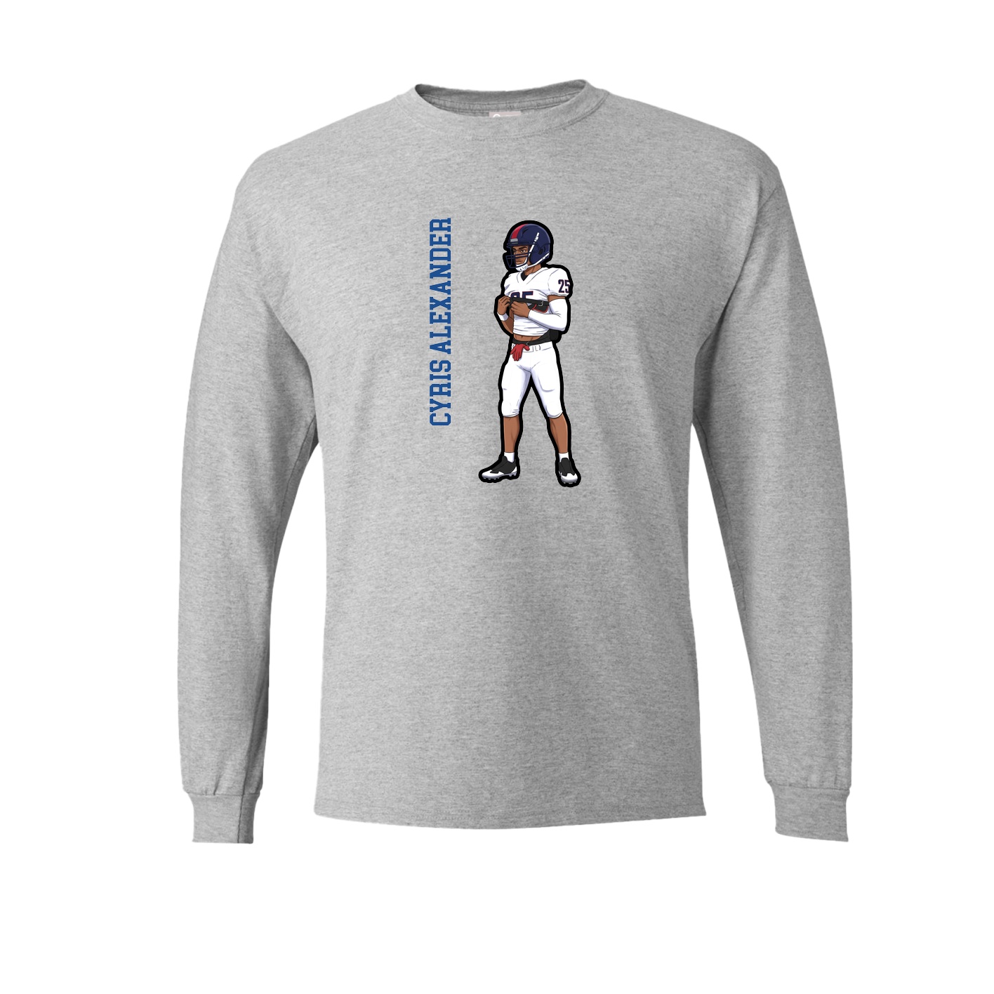 Long Sleeve Tee — Name Vertical in Grey