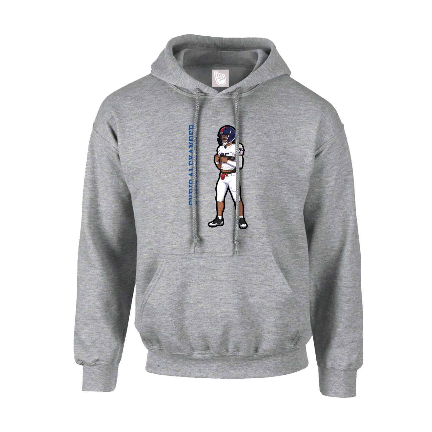 Youth Hoodie — Name Vertical in Grey