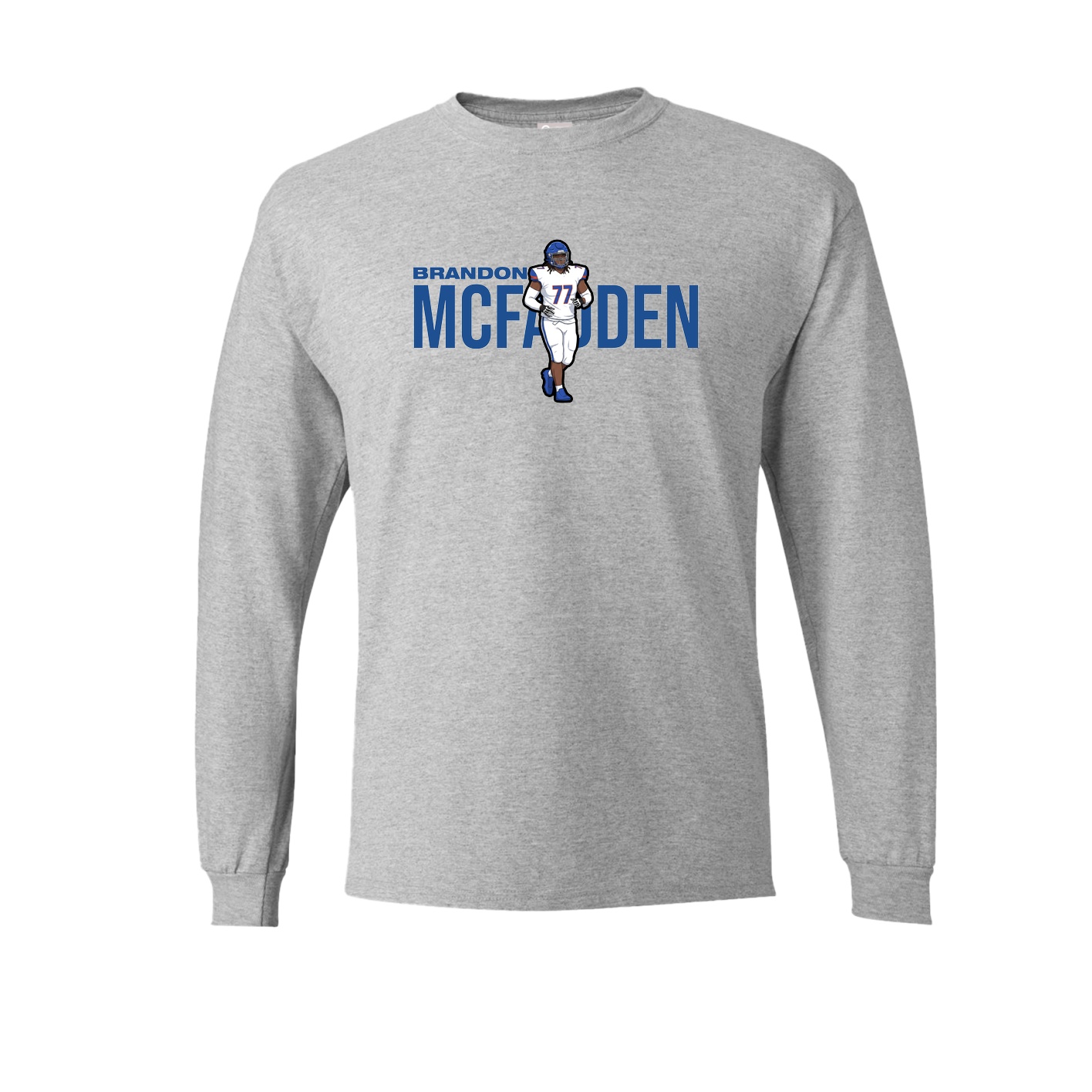 Long Sleeve Tee — Player Name in Grey
