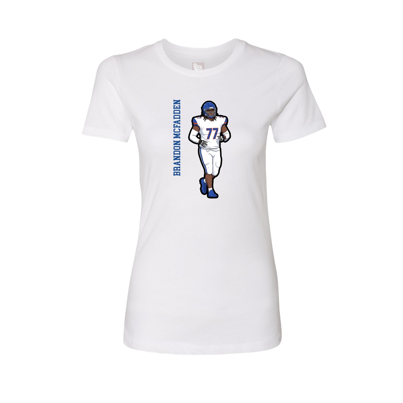 Fitted Women's Tee — Name Vertical in White