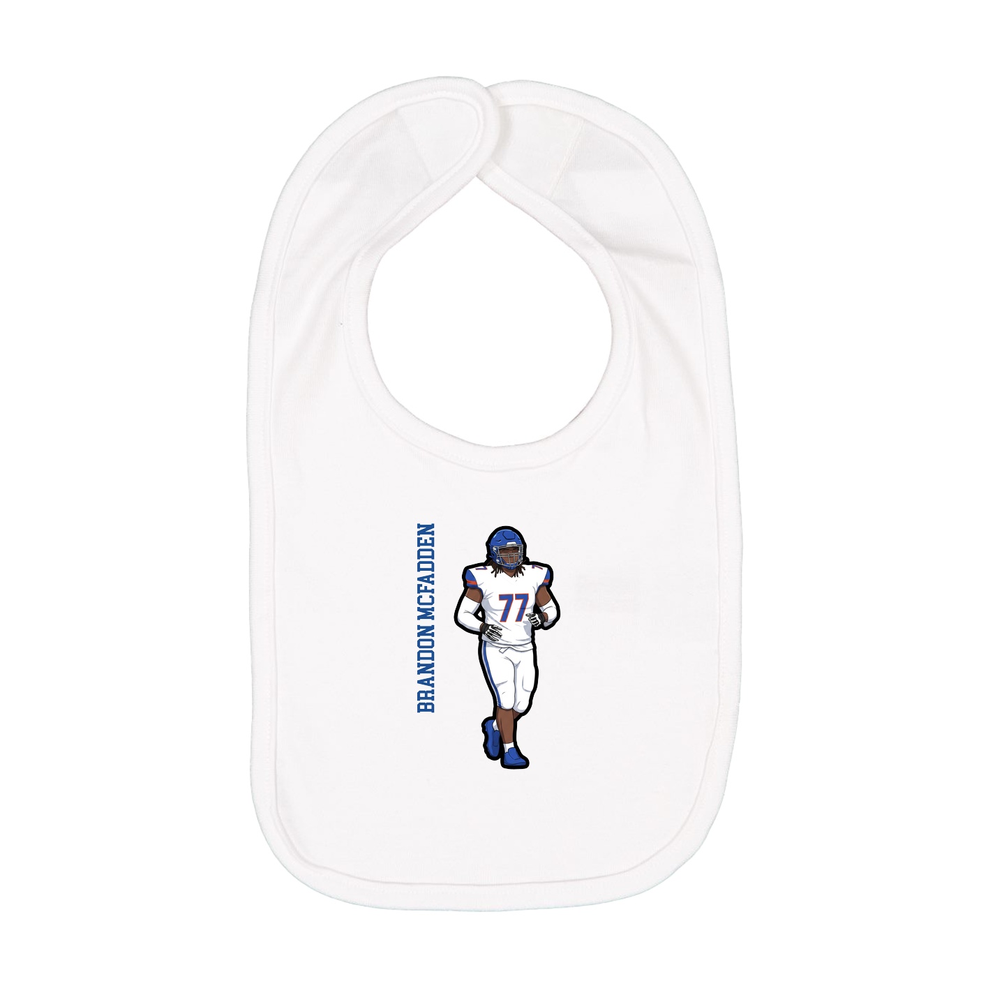 Infant Bib — Name Vertical in White