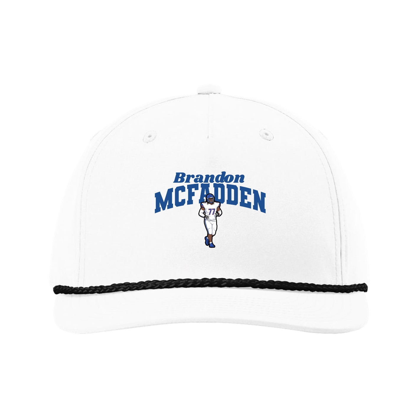 Five-Panel Classic Rope Cap — Signature Arch in White