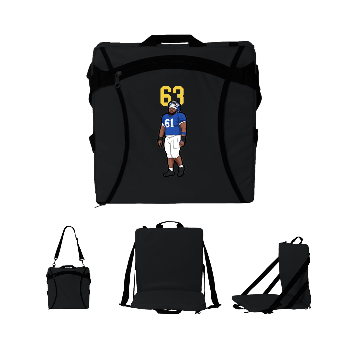 Folding Stadium Seat — Number Top in Black
