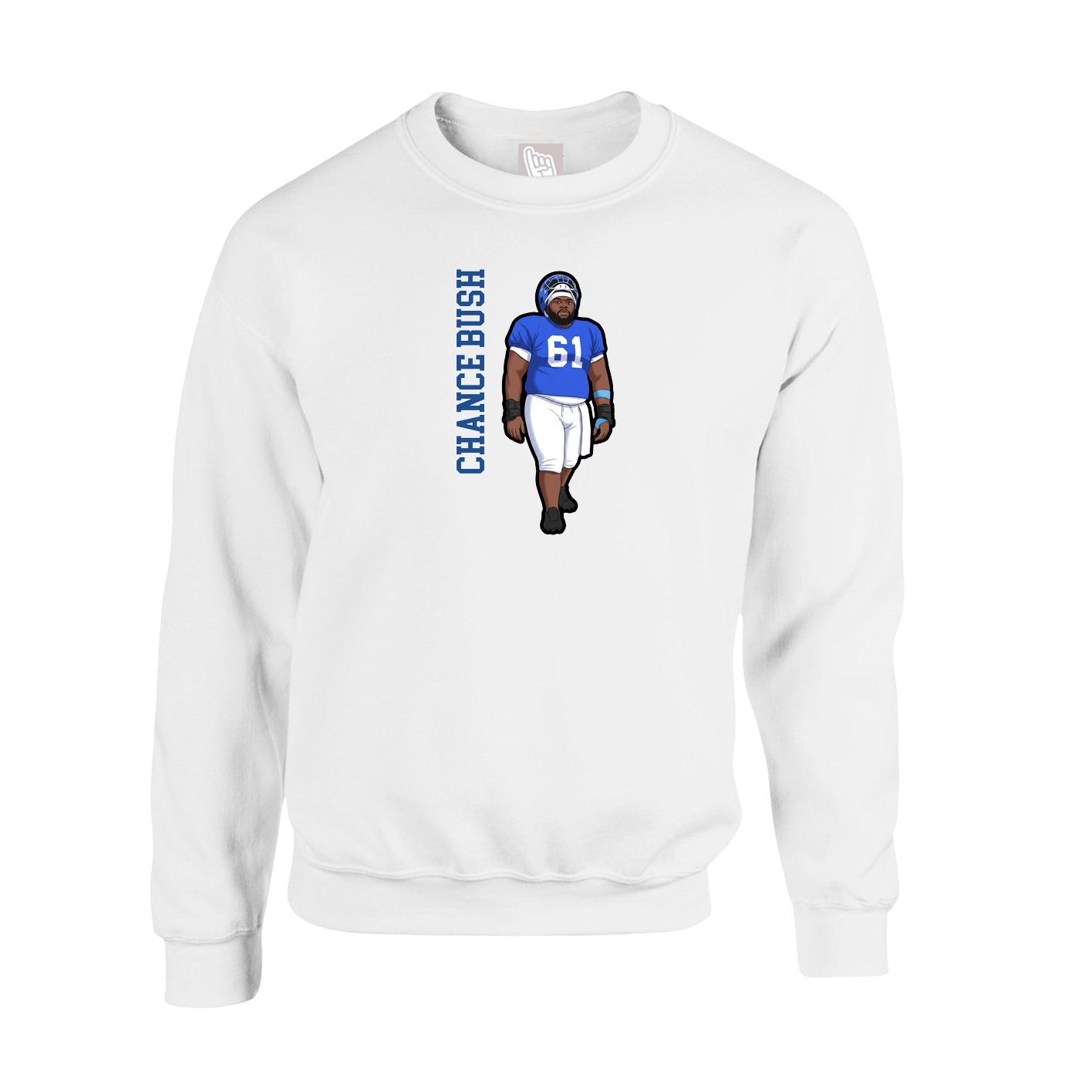 Fleece Crew — Name Vertical in White