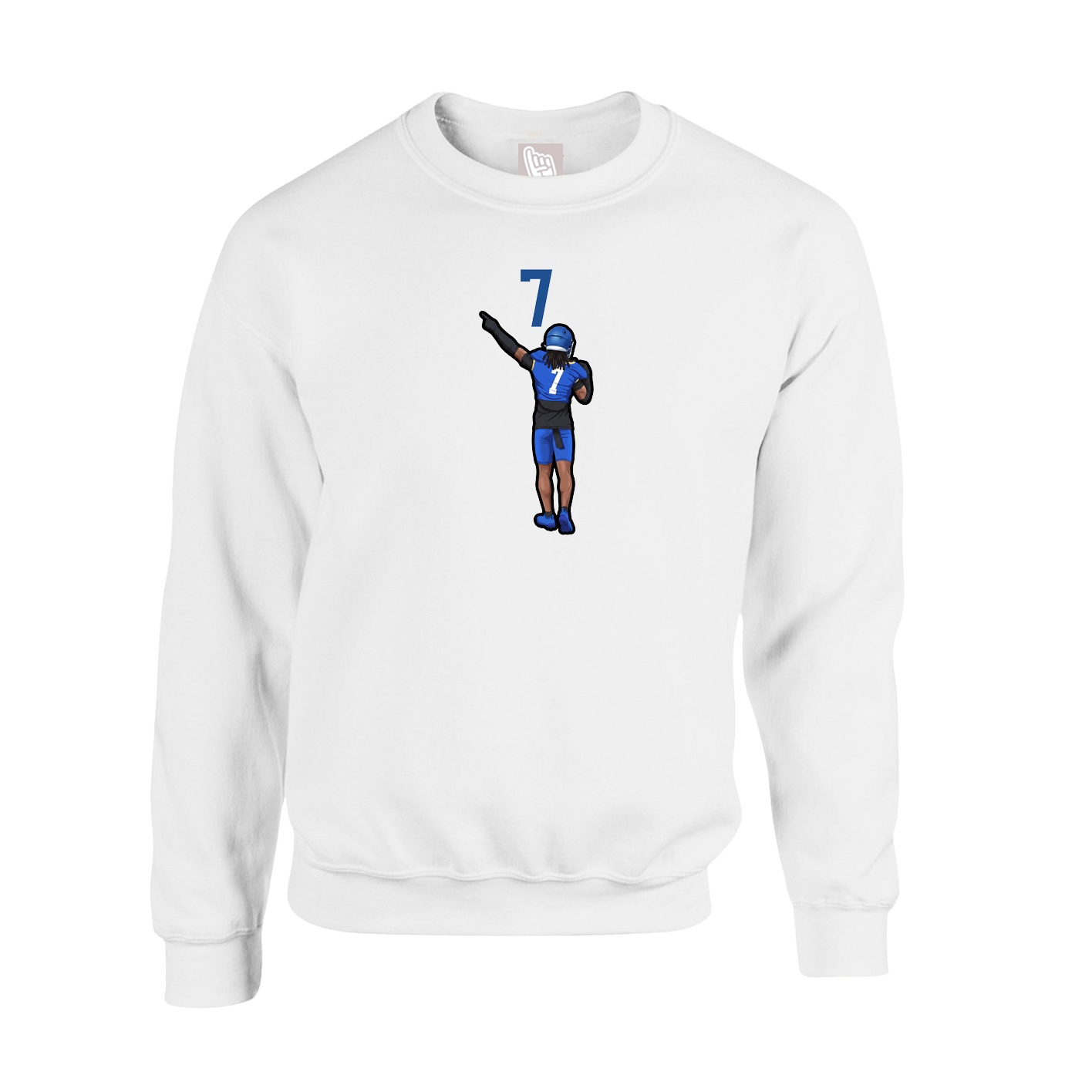 Fleece Crew — Number Top in White