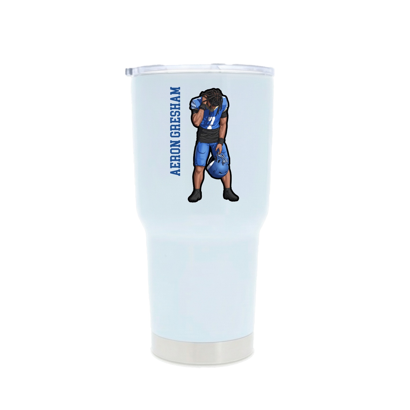 30oz Stainless Steel Tumbler — Name Vertical in White