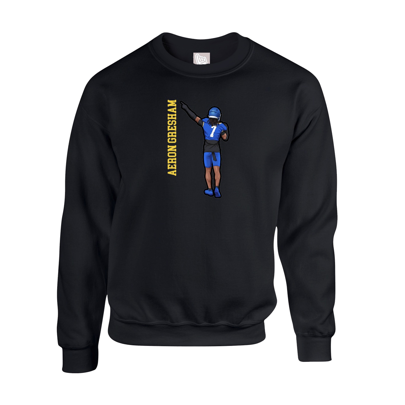 Fleece Crew — Name Vertical in Black