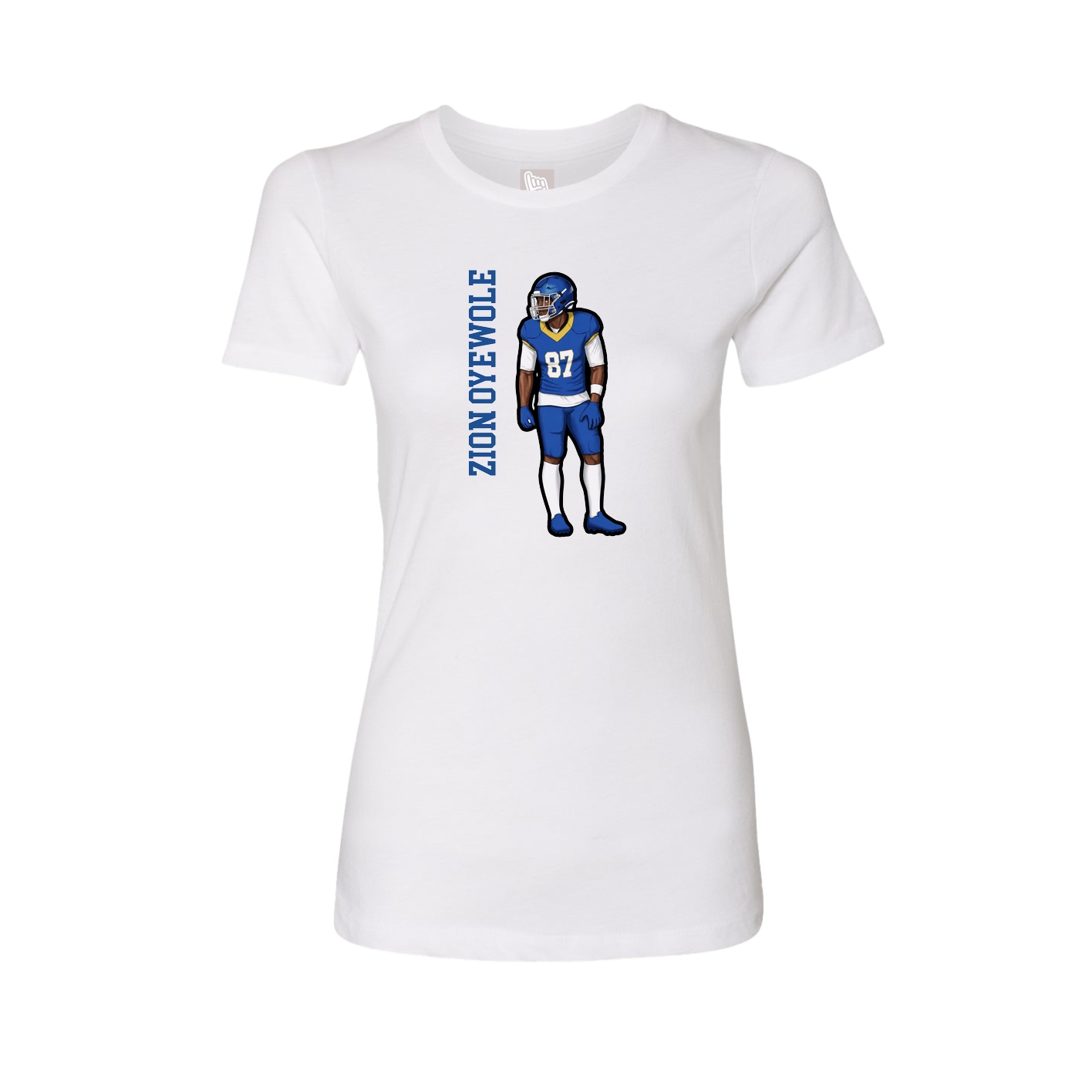 Fitted Women's Tee — Name Vertical in White