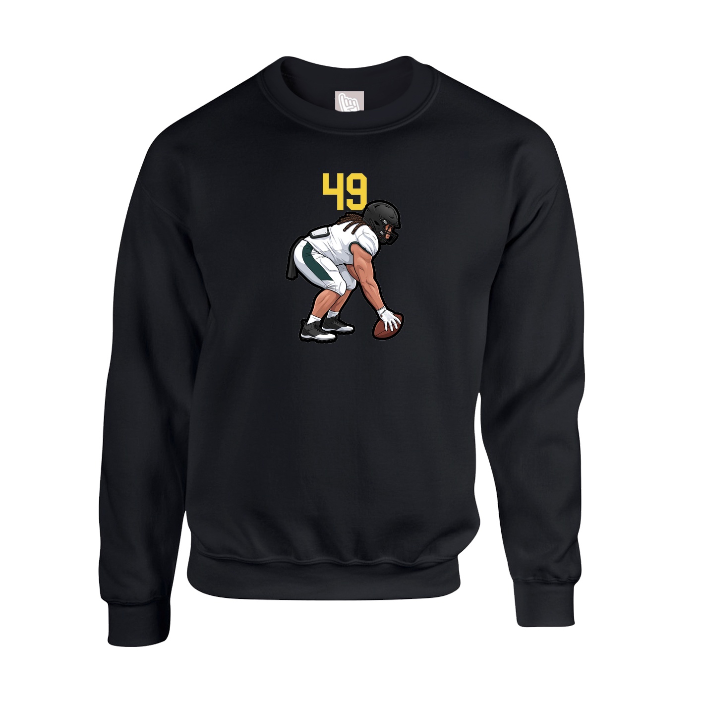 Fleece Crew — Number Top in Black