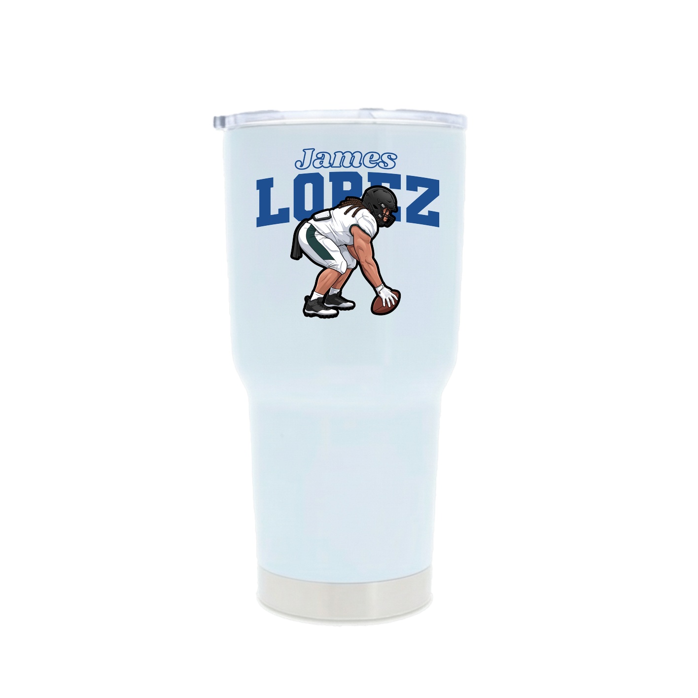 30oz Stainless Steel Tumbler — Name Arch in White