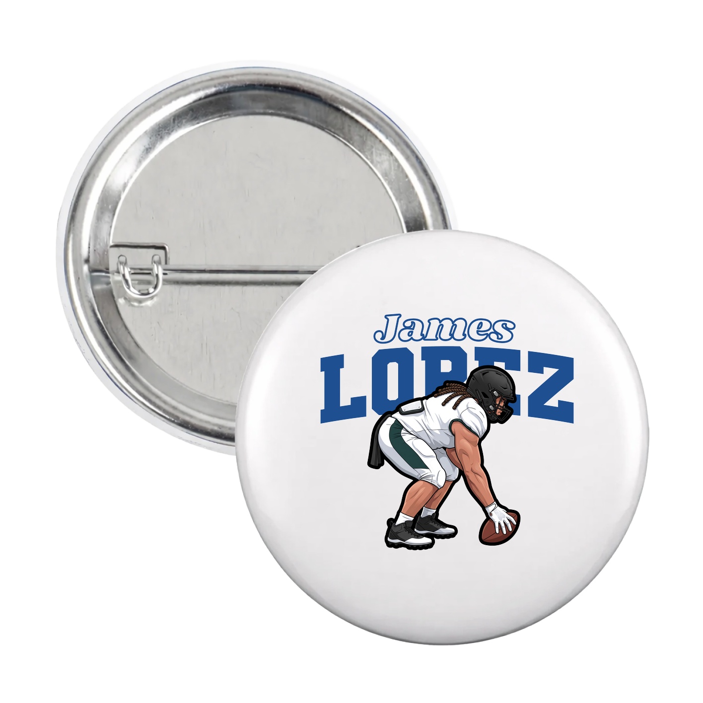 Game Day Button — Name Arch in White