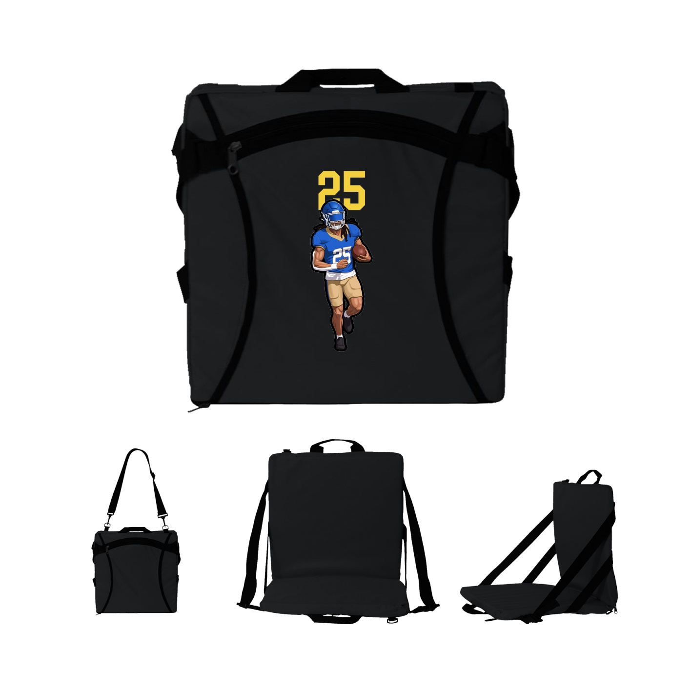 Folding Stadium Seat — Number Top in Black
