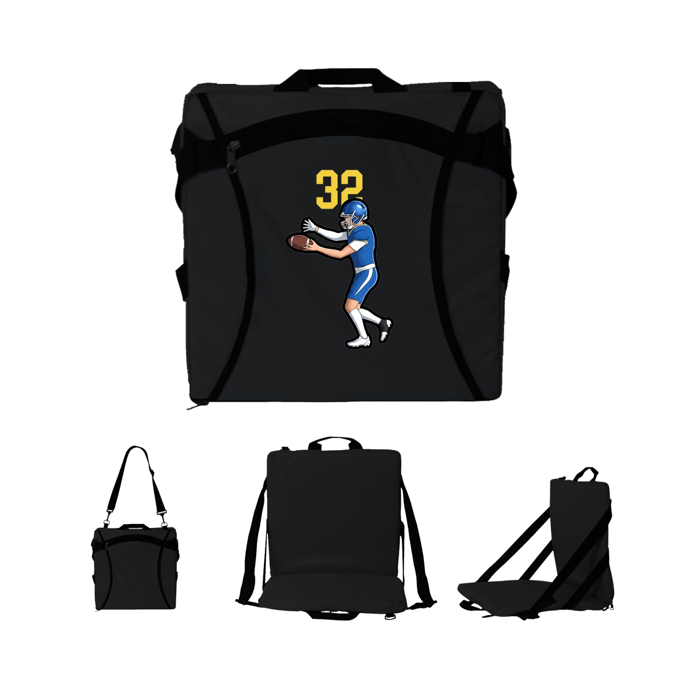 Folding Stadium Seat — Number Top in Black