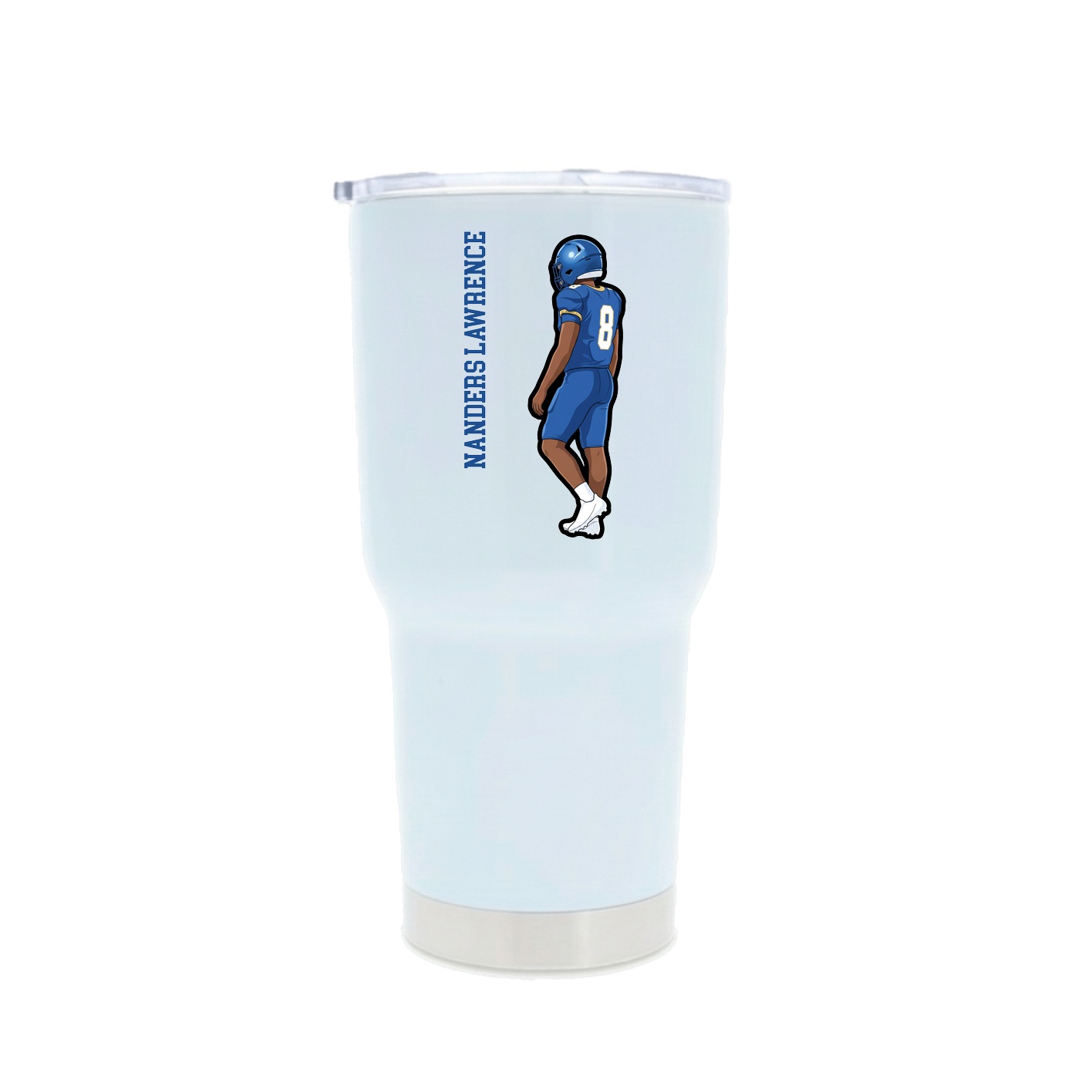 30oz Stainless Steel Tumbler — Name Vertical in White