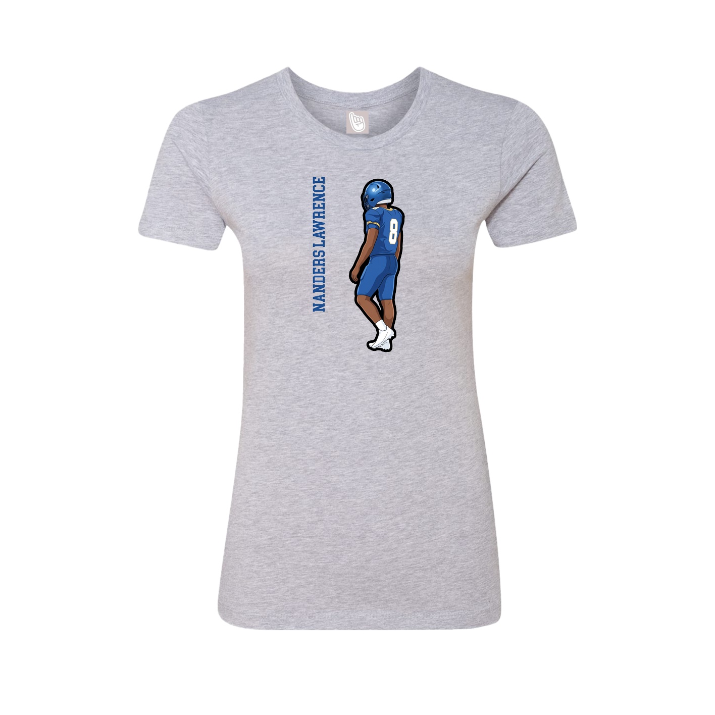 Fitted Women's Tee — Name Vertical in Grey